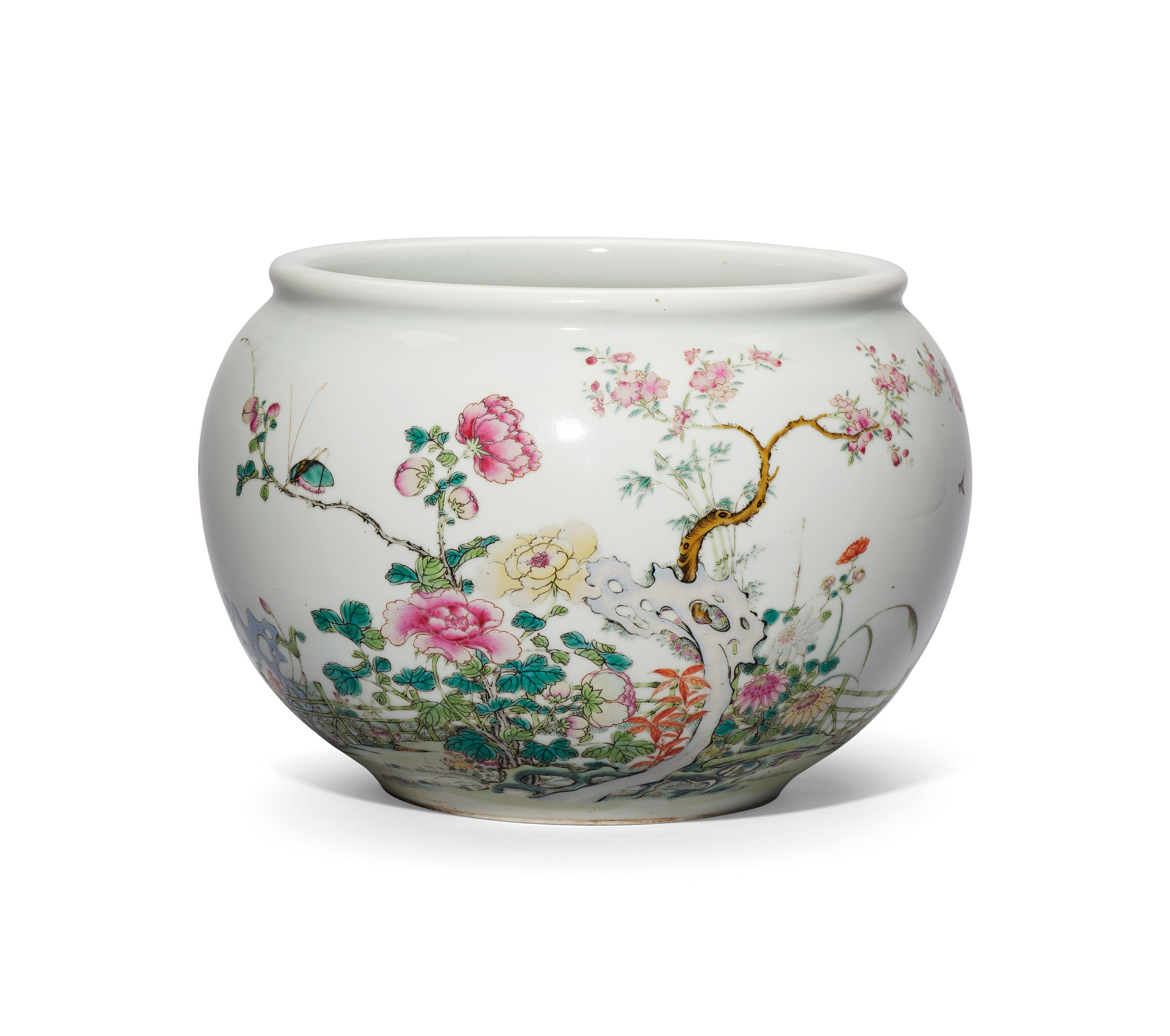 民國粉彩八寶紋長頸瓶礬紅方框「靜遠堂製」篆書款, REPUBLIC