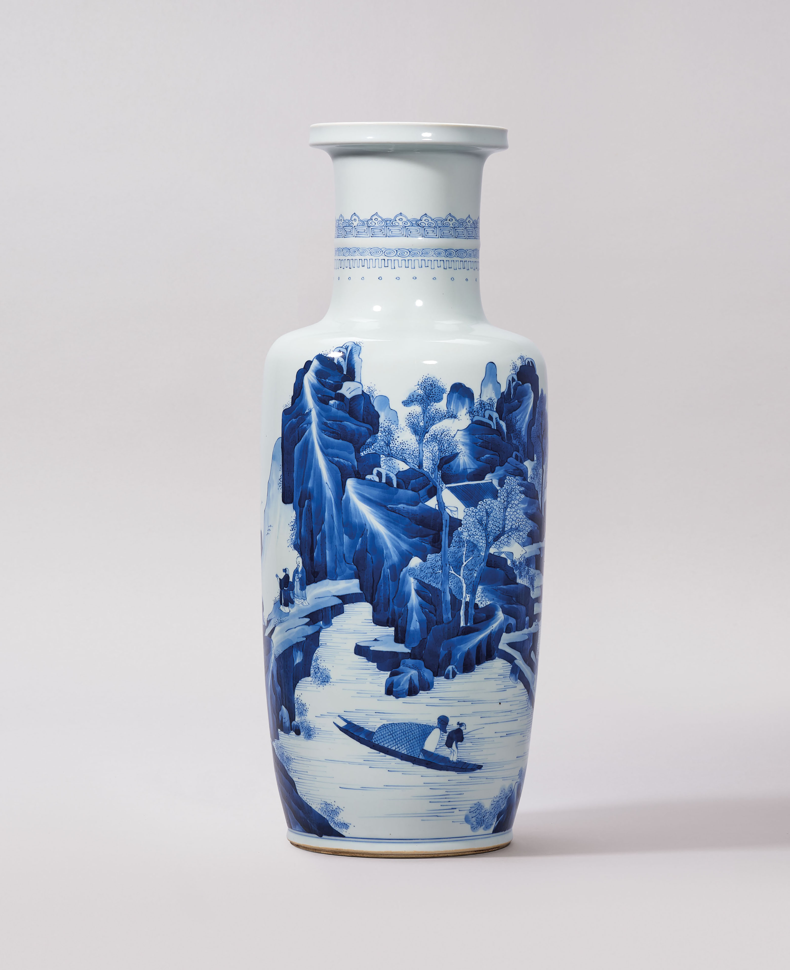 A BLUE AND WHITE ‘LANDSCAPE’ ROULEAU VASE , KANGXI PERIOD (16621722
