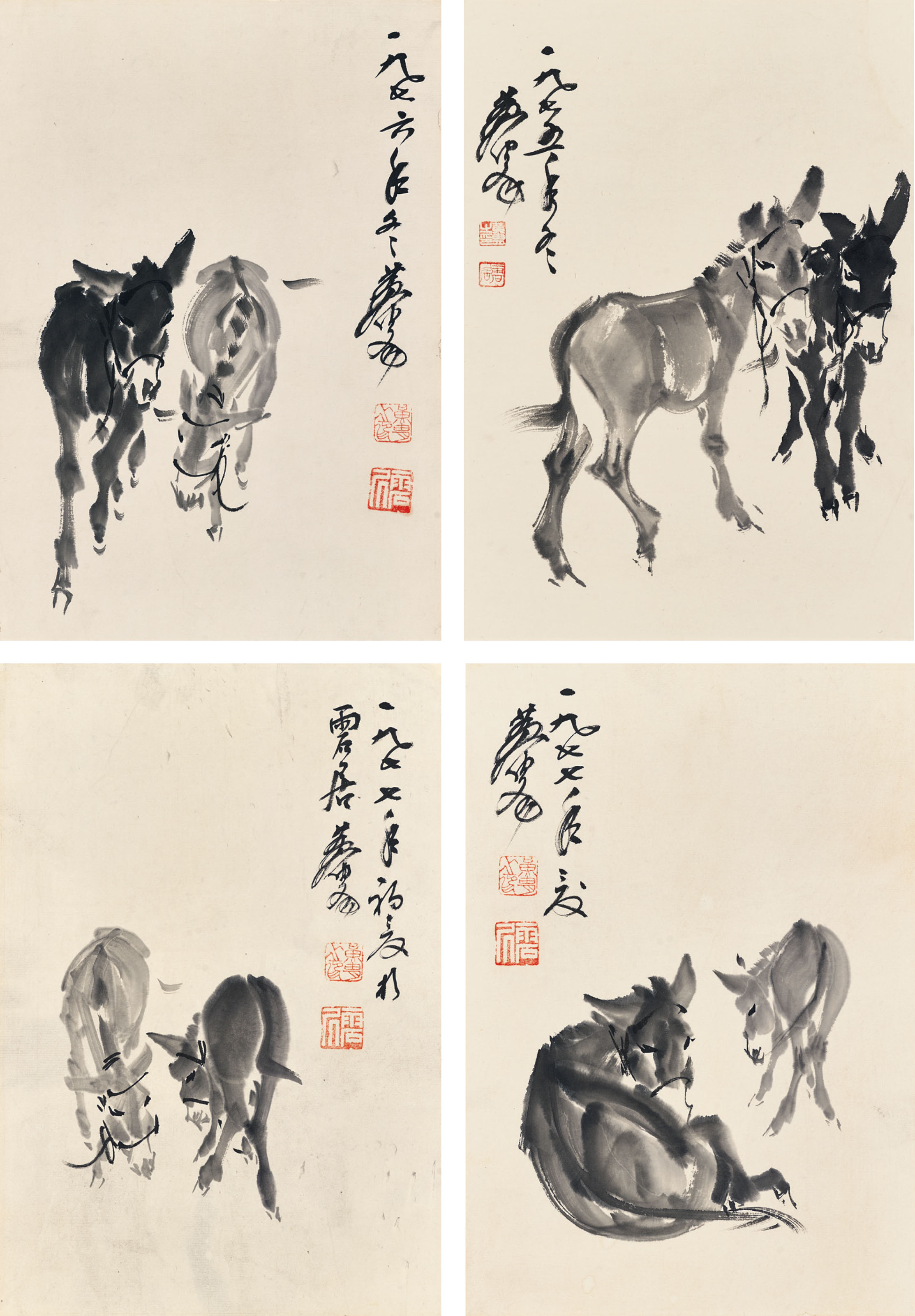 黃冑, 雙驢四屏| Christie's
