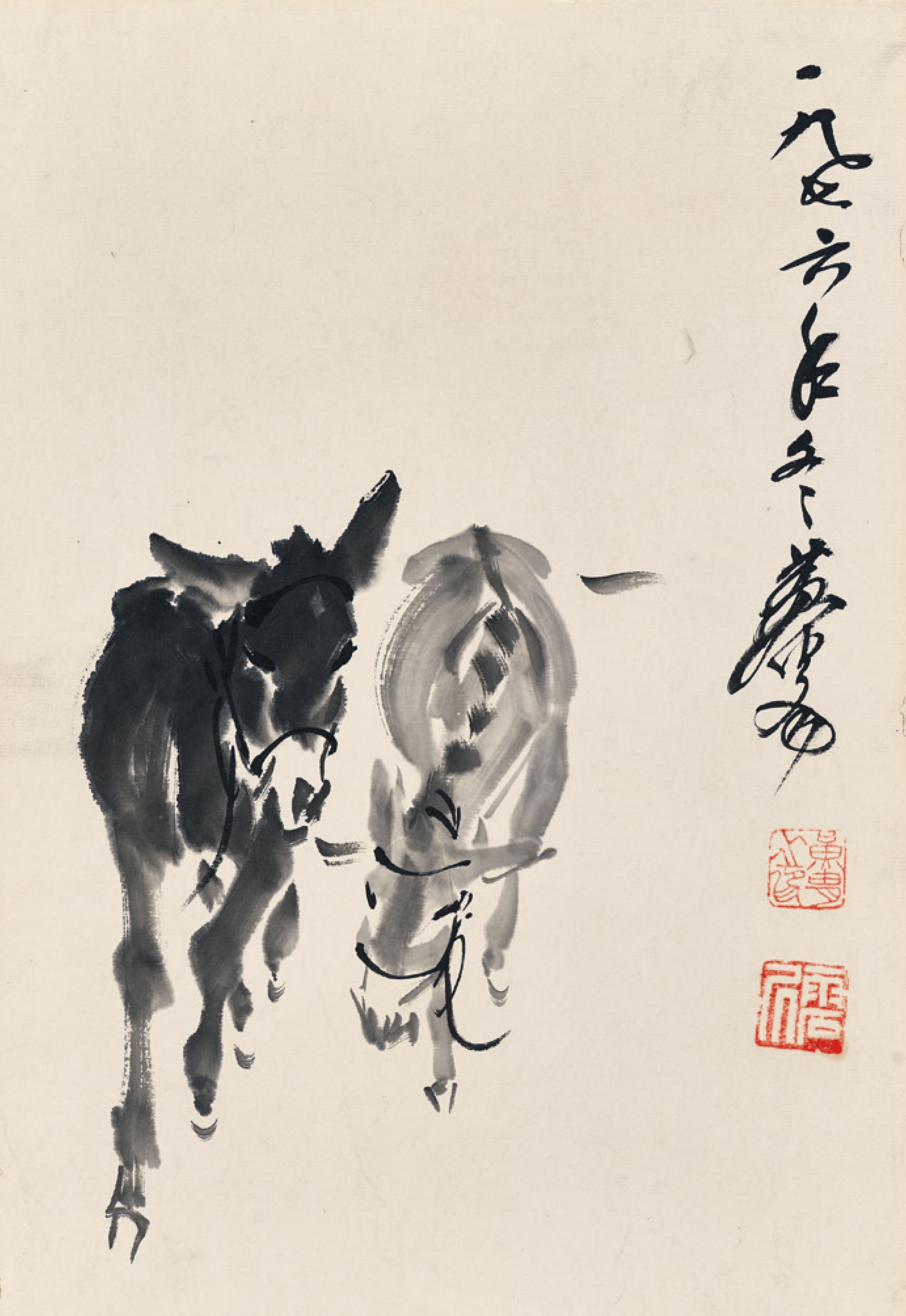 黃冑-雙驢圖｜2018迎春- 帝圖拍賣- 領銜全台書畫文物類第一拍賣品牌