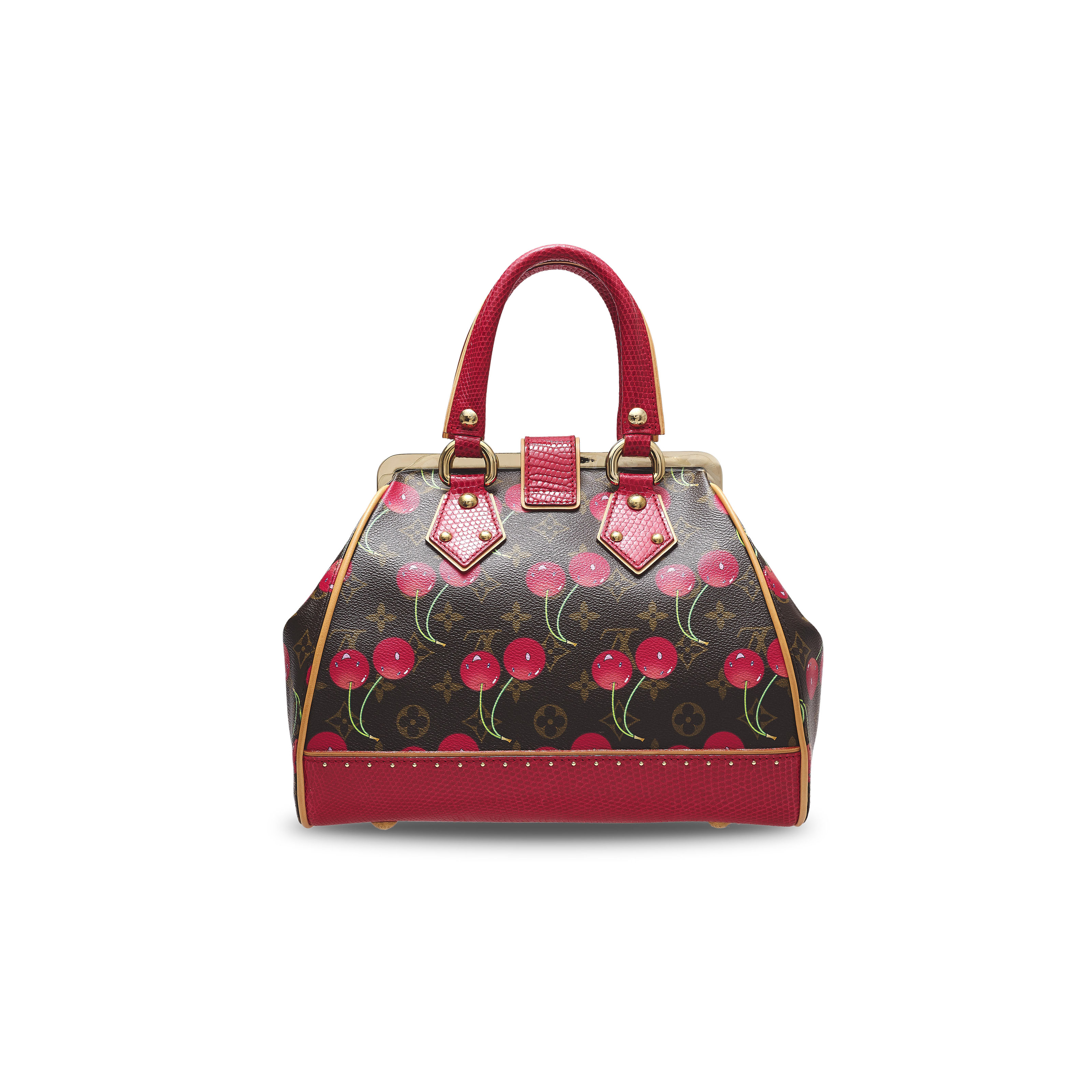 A LIMITED EDITION CHERRY MONOGRAM CANVAS & RED LIZARD SAC FERMOIR