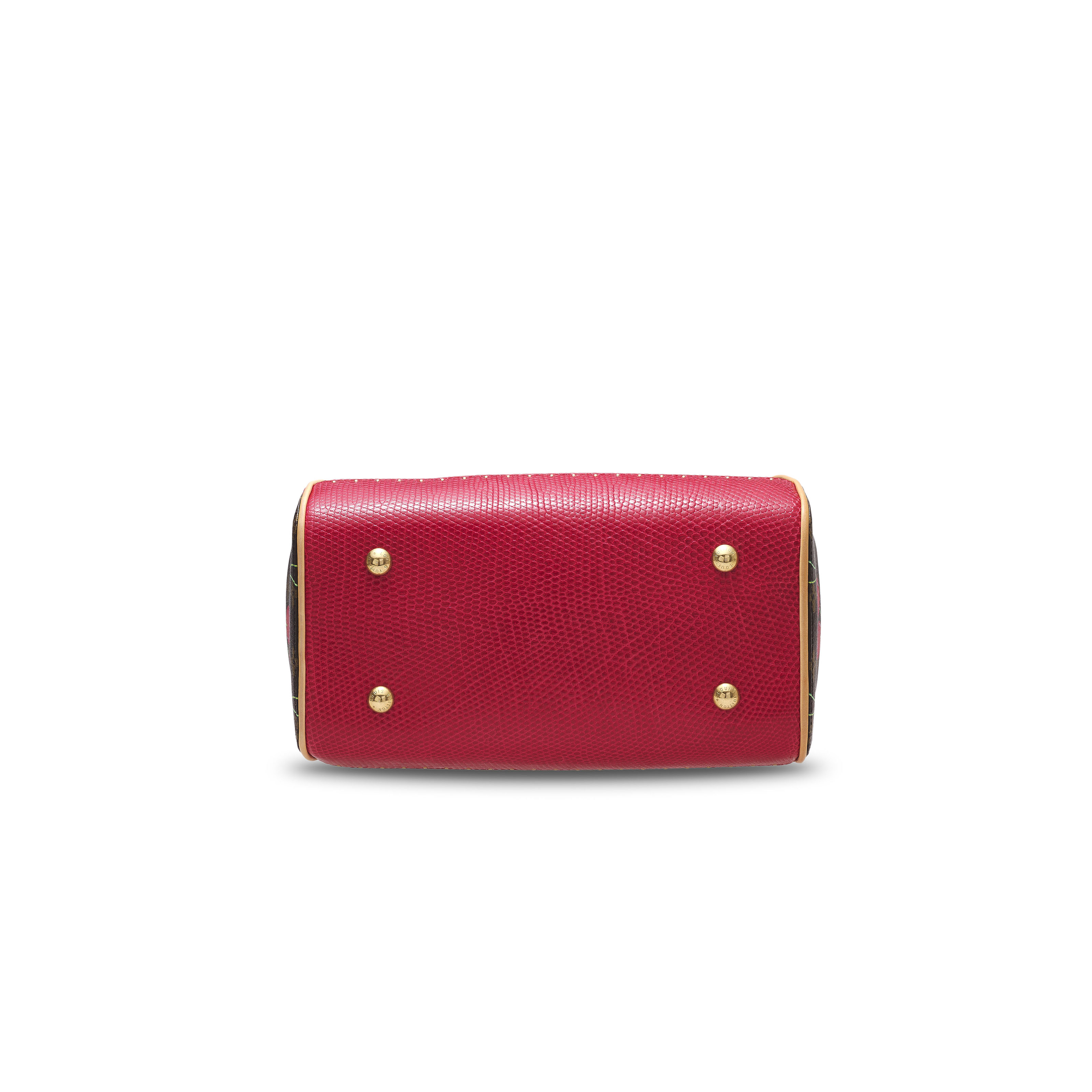 A LIMITED EDITION CHERRY MONOGRAM CANVAS & RED LIZARD SAC