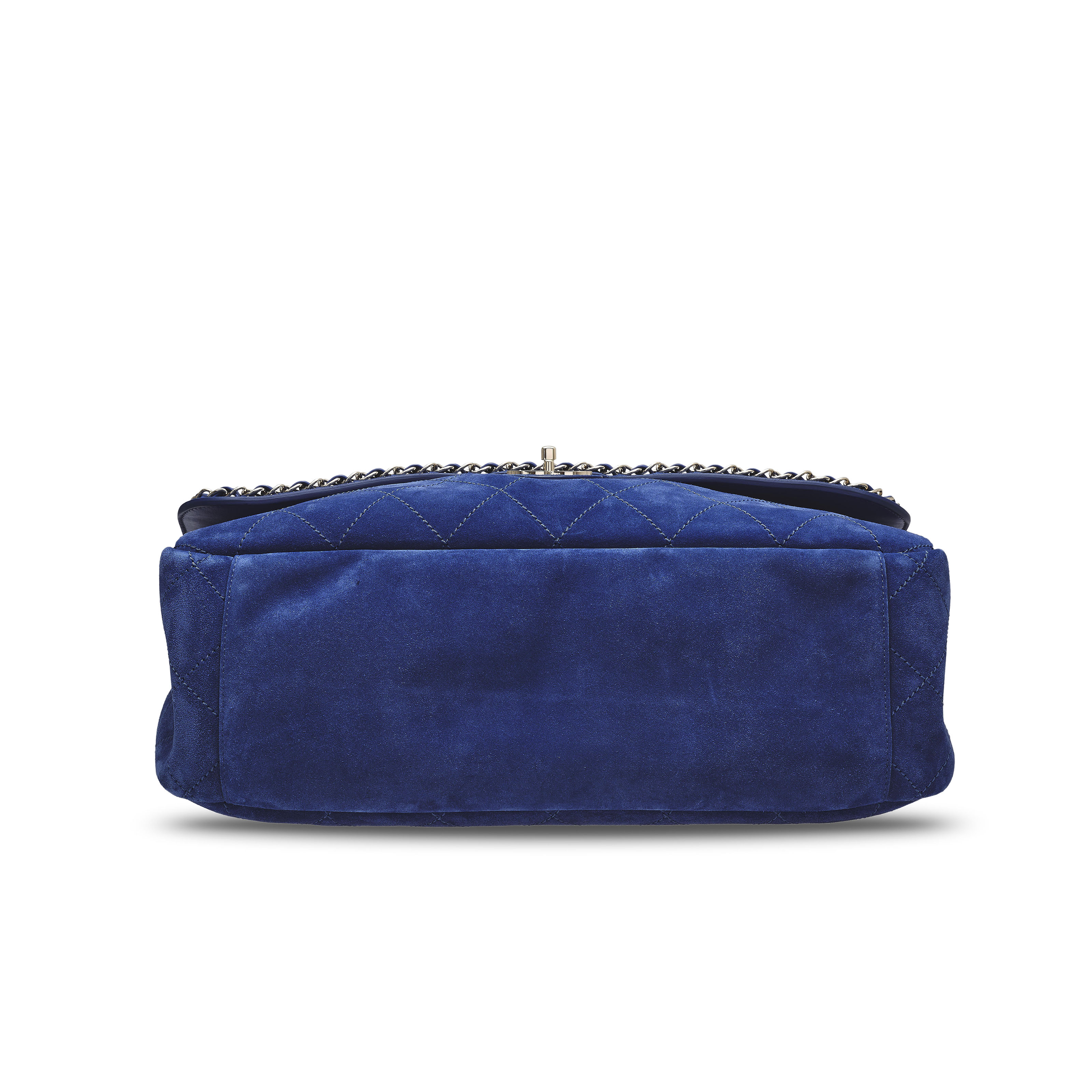 A LIMITED EDITION BLUE SUEDE XXL FLAP BAG WITH LIGHT GOLD HARDWARE