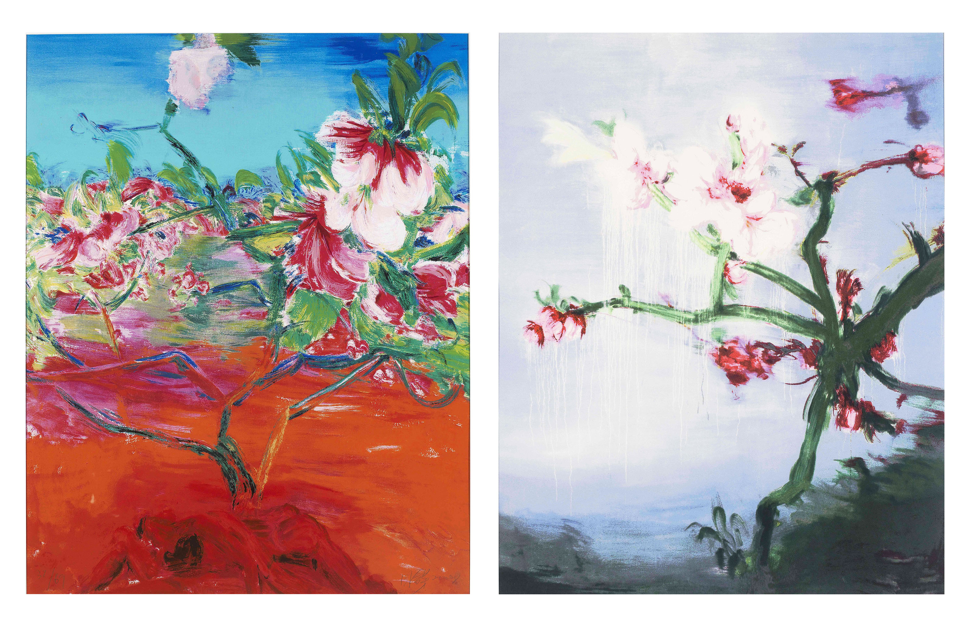 周春芽(1955年生), 桃花；及桃花| Christie's