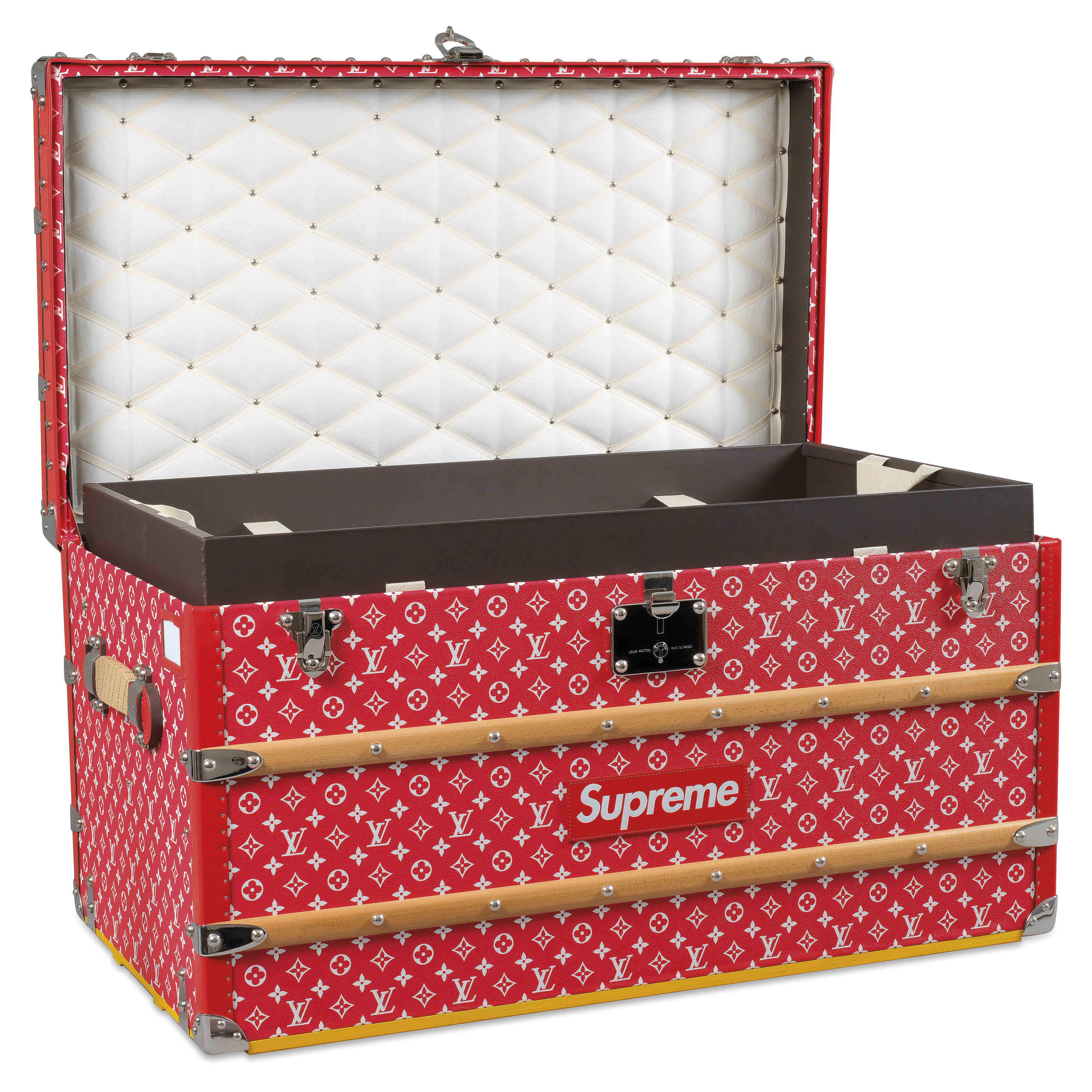 louis vuitton x supreme malle courrier trunk monogram 90 red