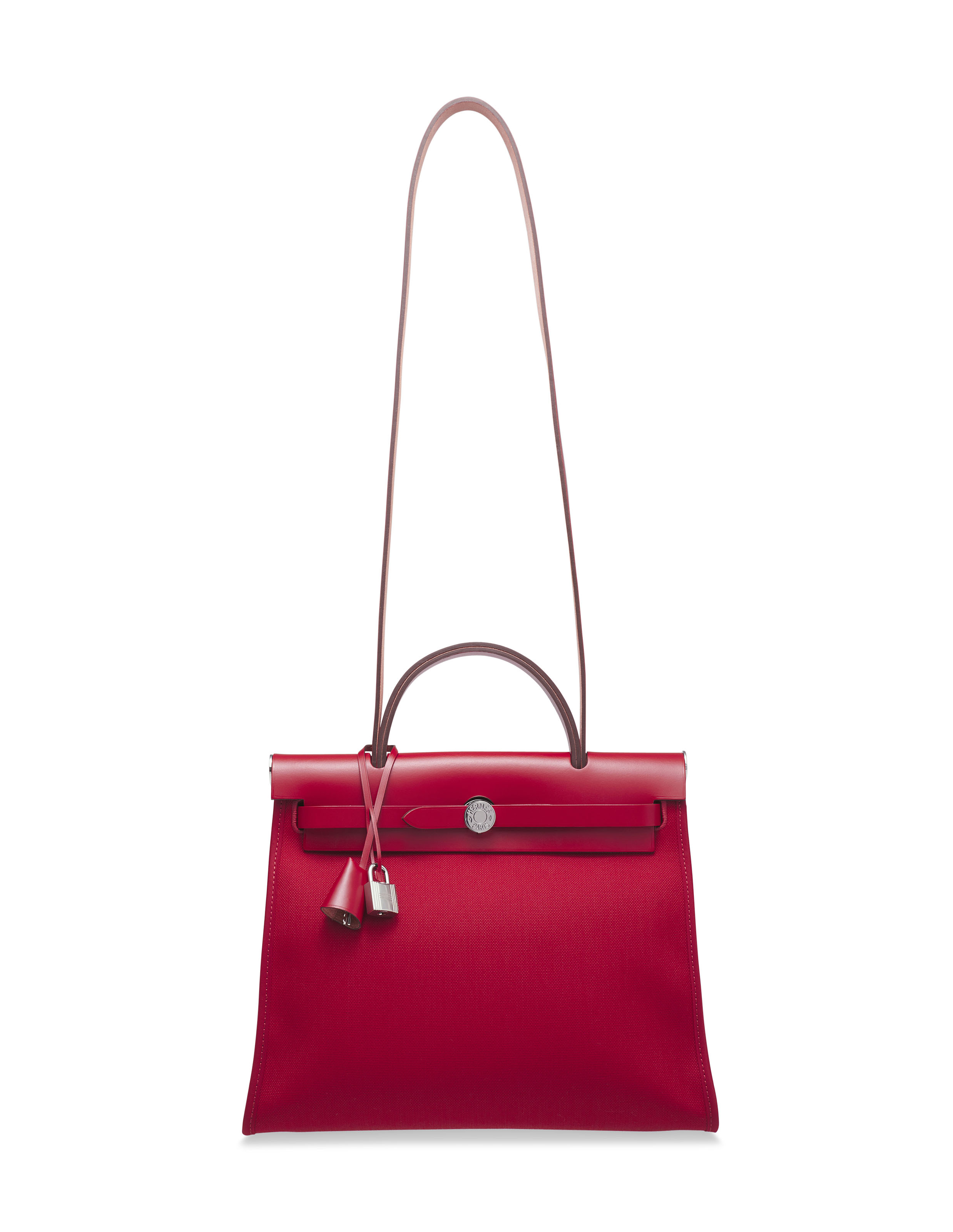 Hermes Herbag Zip 31 Rouge Venetian/Rouge Piment/Rose Extreme Toile H and  Vache Hunter Palladium Hardware in 2023