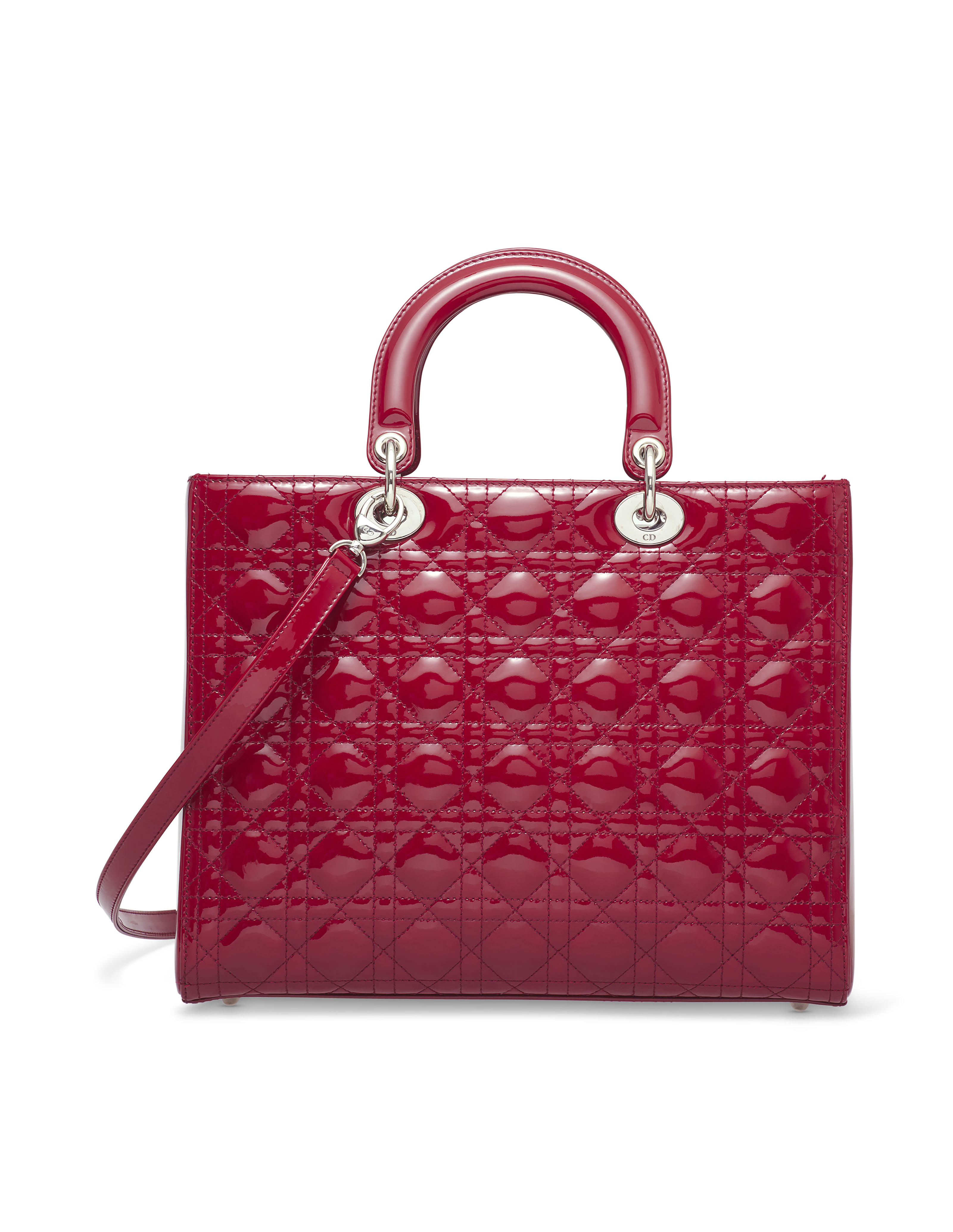古着人気アイテム A WITH DIOR LADY LARGE LEATHER PATENT QUILTED RED CHERRY その他