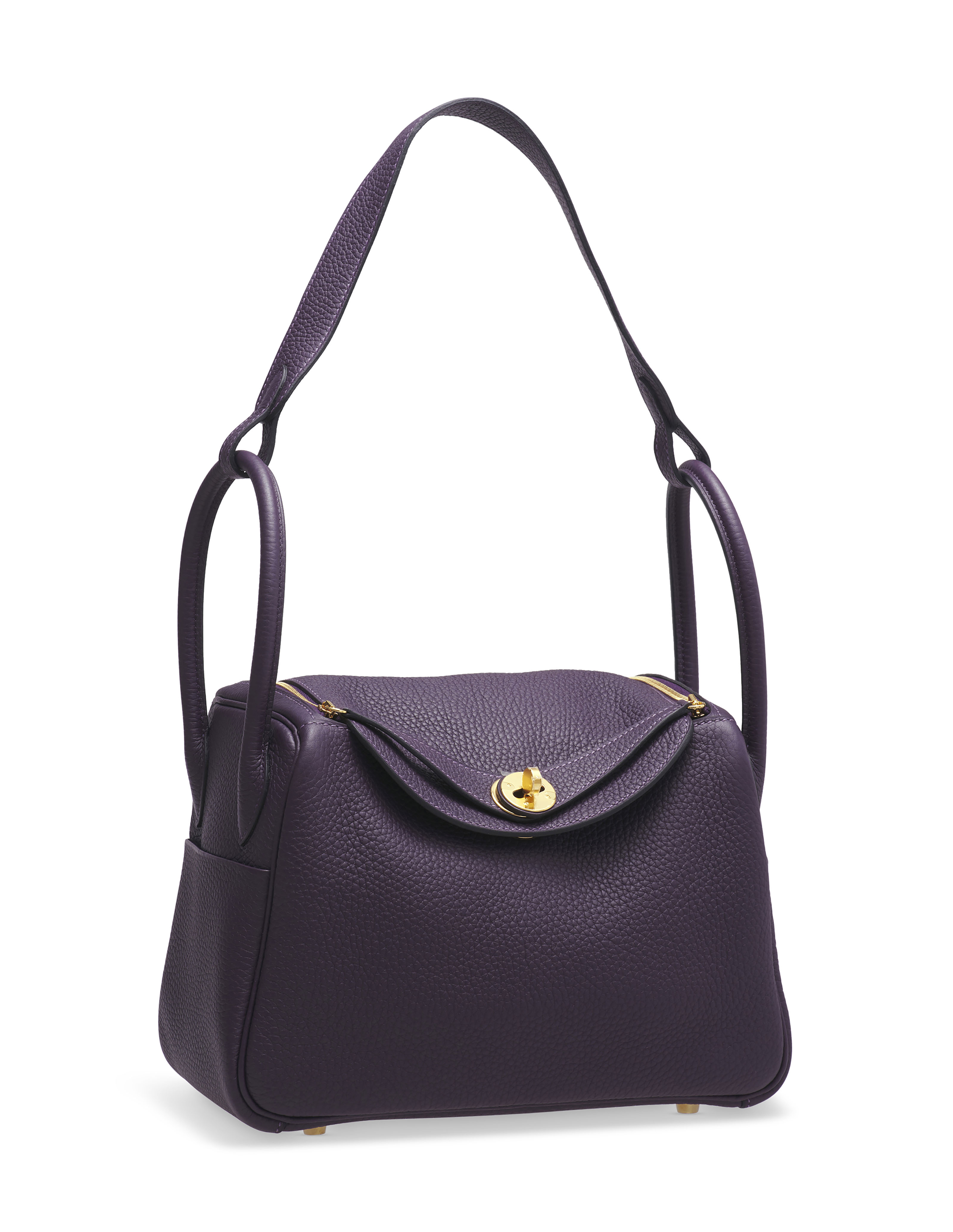 A RAISIN CL MENCE LEATHER LINDY 26 WITH GOLD HARDWARE HERM S