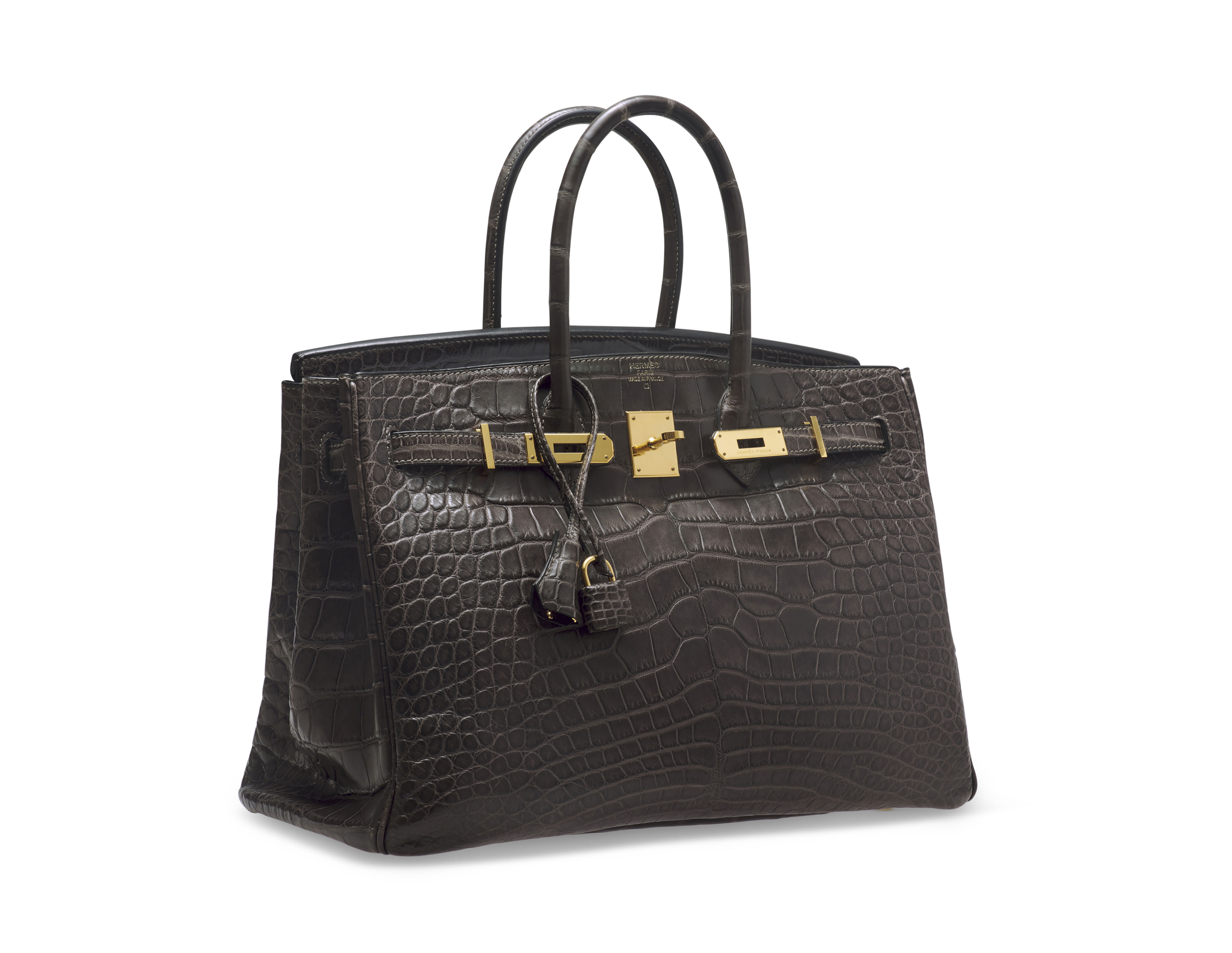 A MATTE GRAPHITE ALLIGATOR BIRKIN 35 WITH GOLD HARDWARE HERMES 2010 Christie s