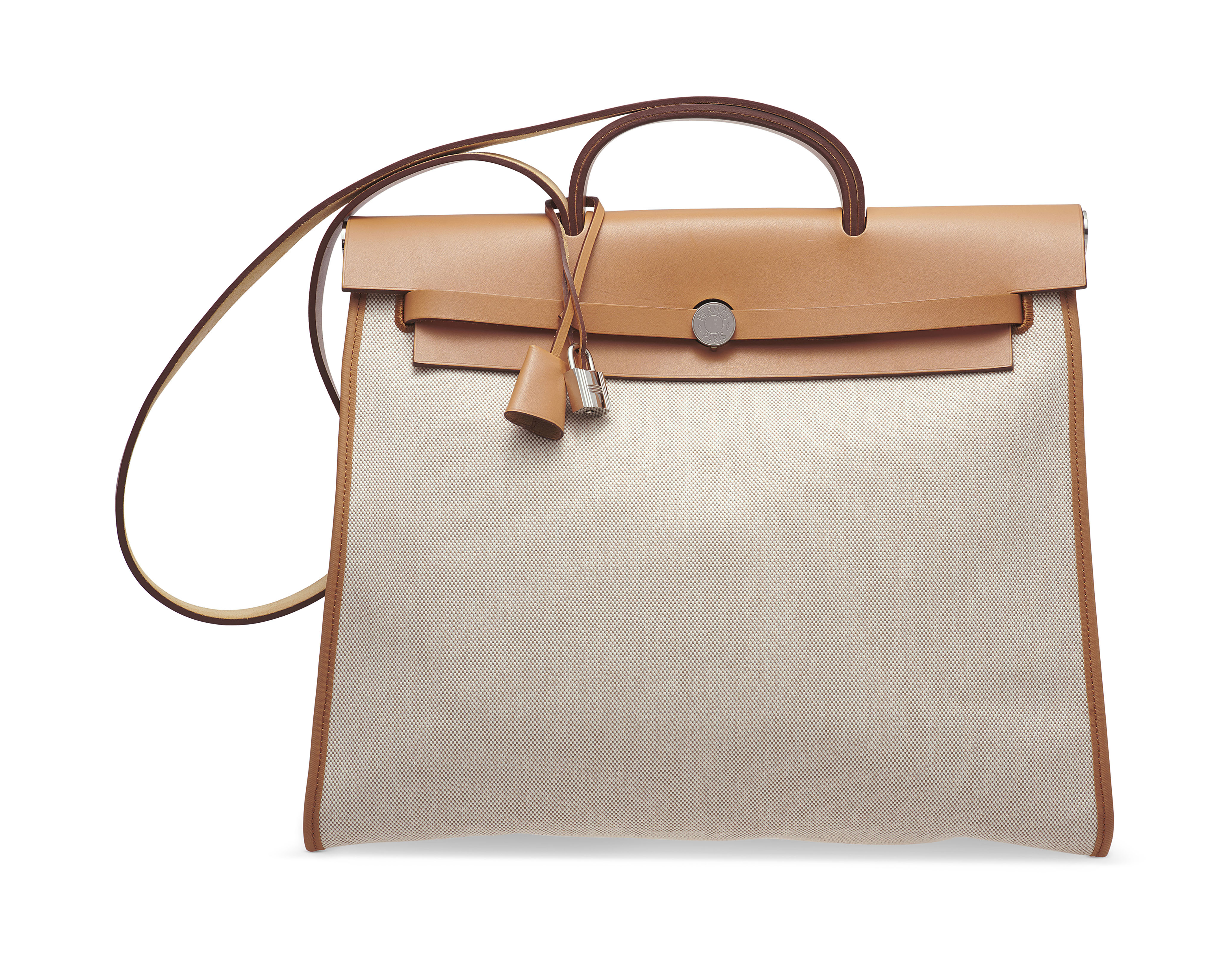 A Toile Naturel Vache Hunter Leather Herbag Zip 39 With Palladium Hardware Hermes 11 Christie S