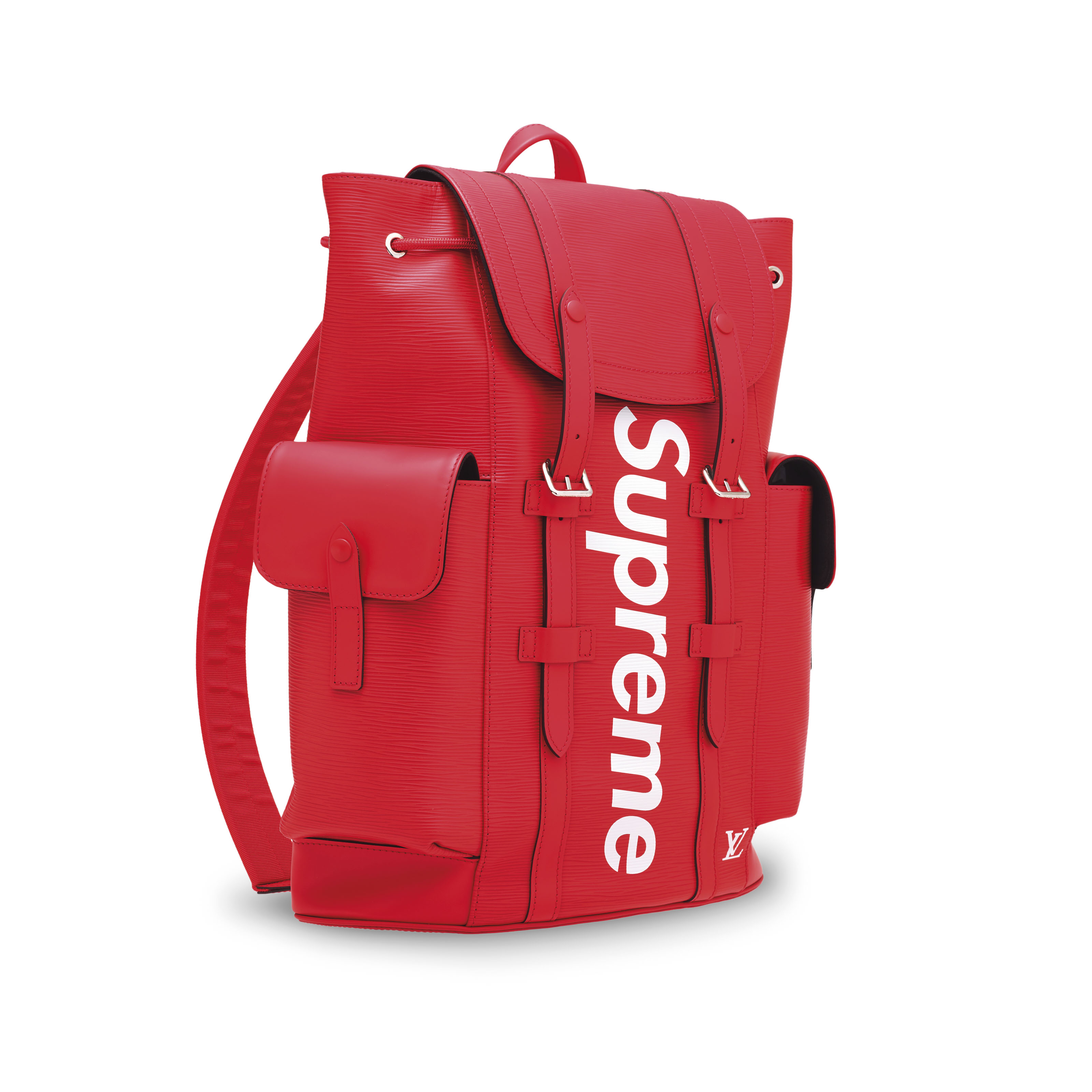 supreme backpack red leather