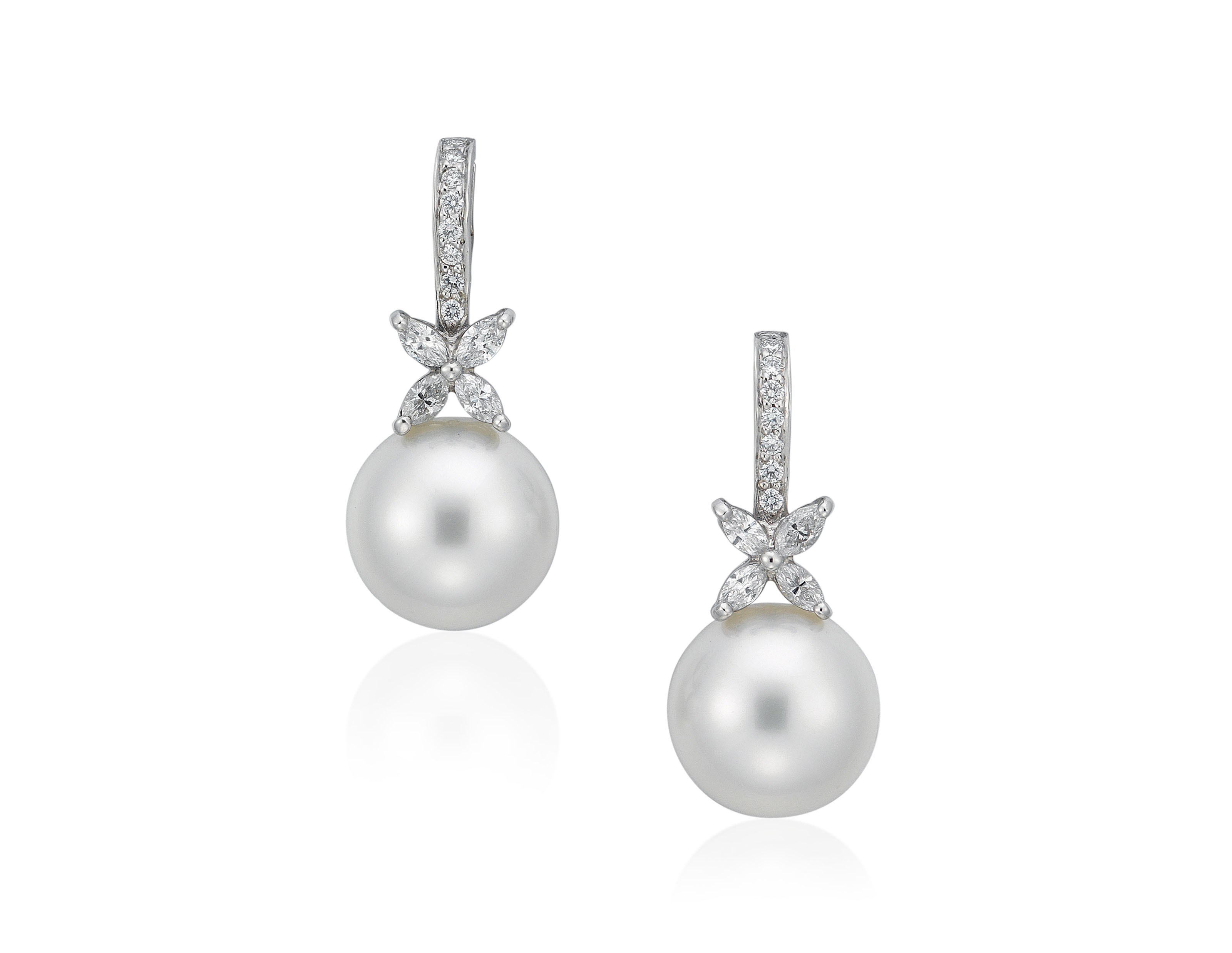 tiffany pearl and diamond earrings