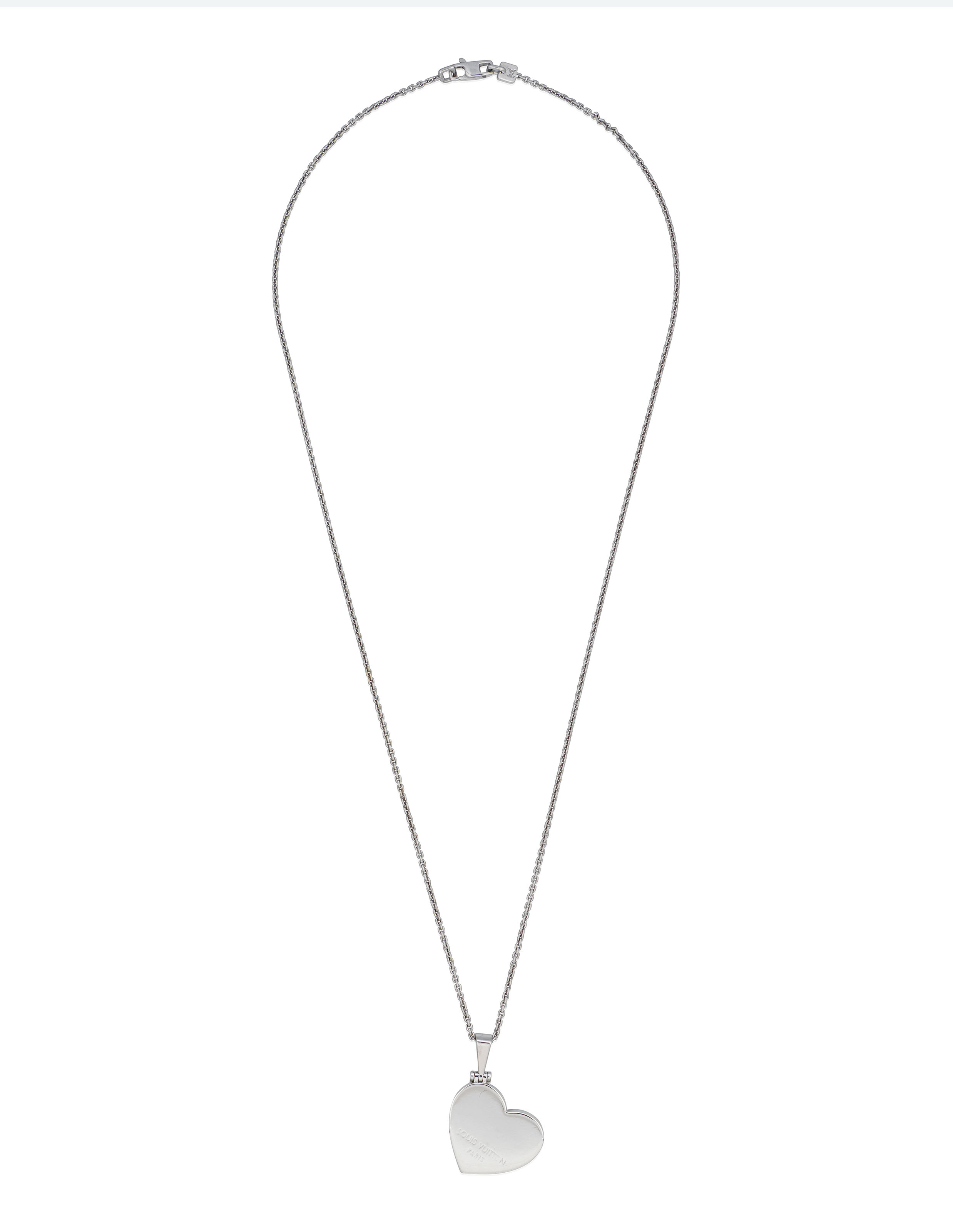White Gold Heart Louis Vuitton Heart Locket Necklace Louis Vuitton