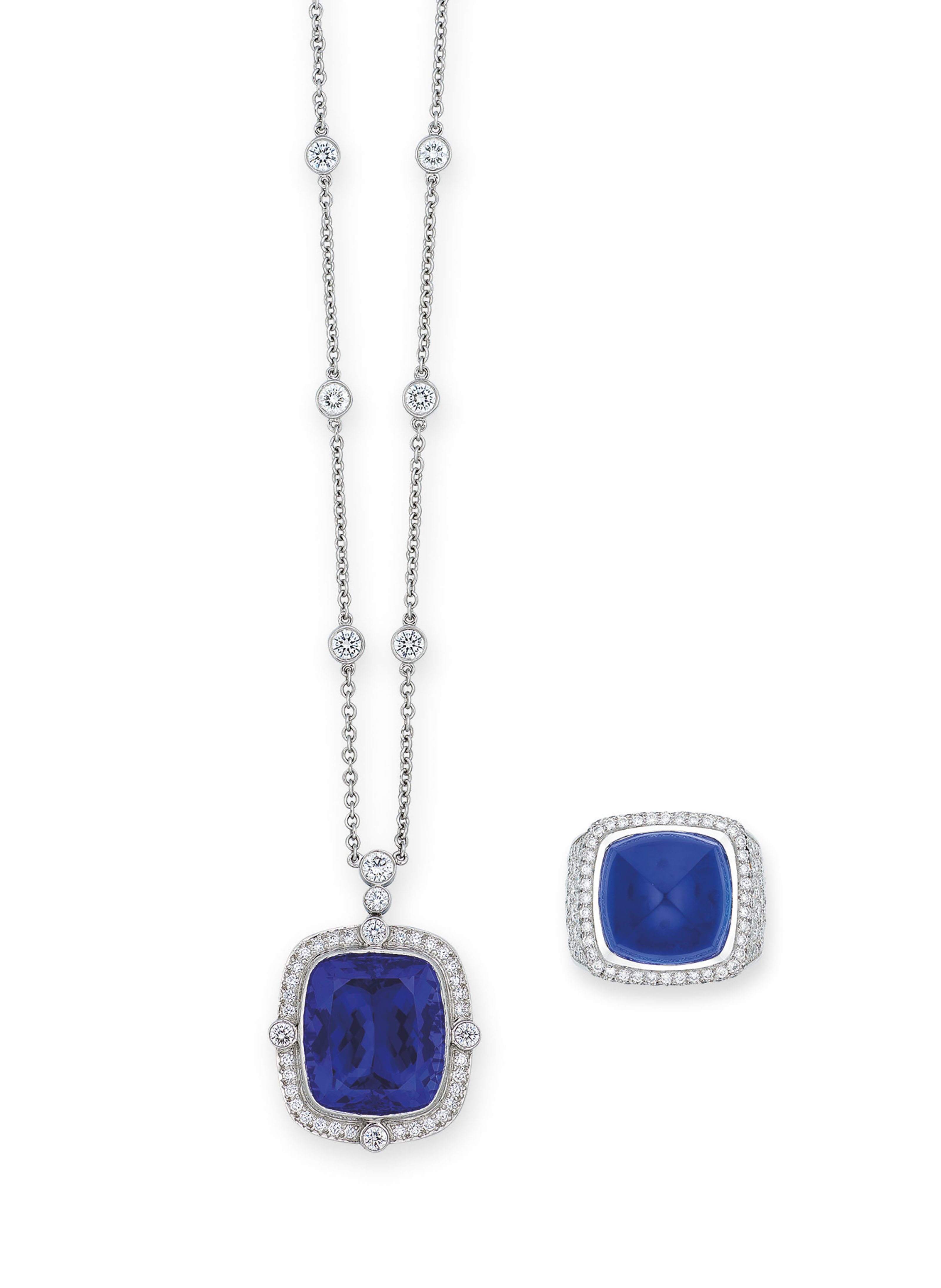TANZANITE AND DIAMOND NECKLACE TIFFANY CO. TANZANITE AND DIAMOND RING FRED Christie s