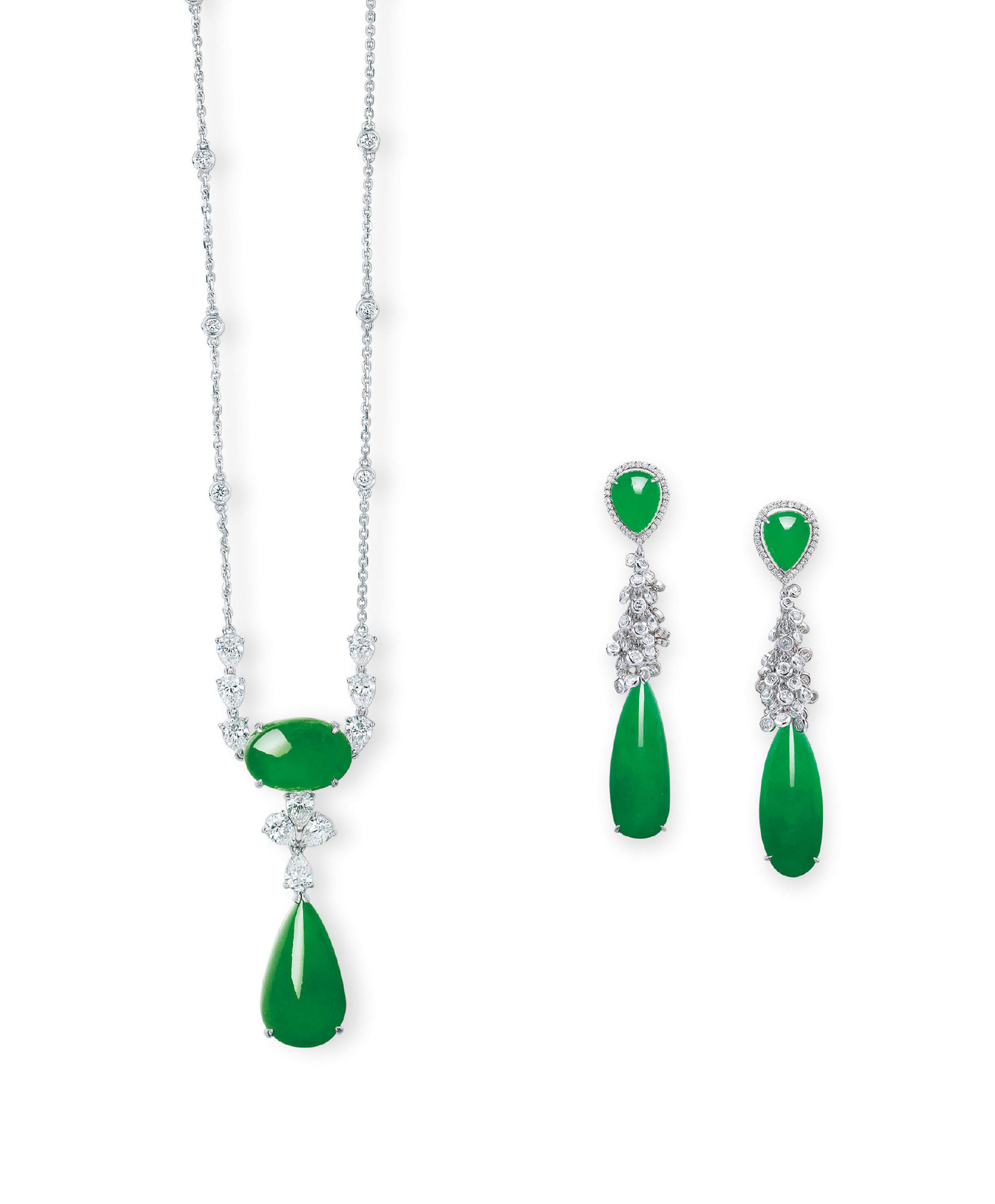 JADEITE AND DIAMOND NECKLACE AND EARRINGS Christie's