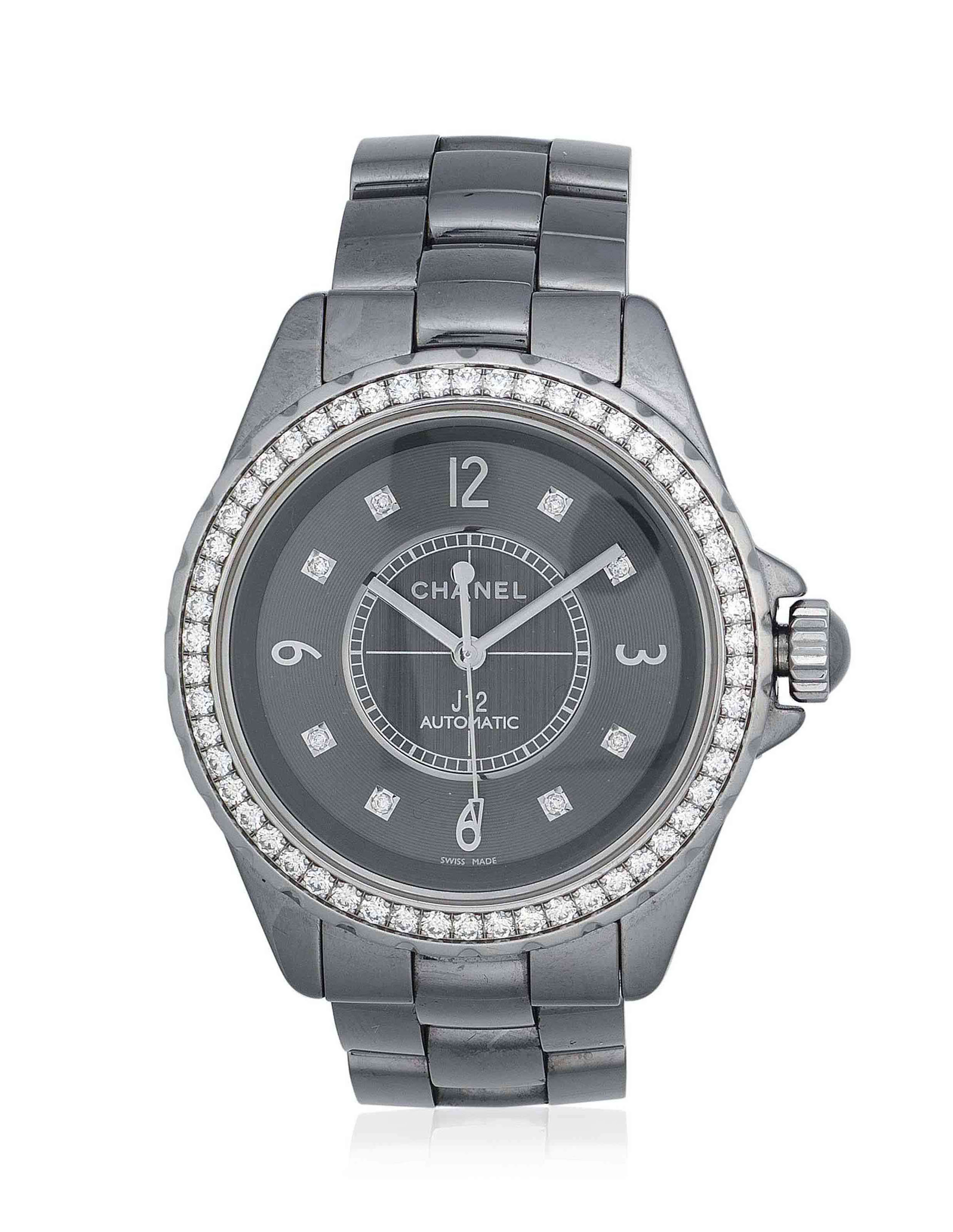 CHANEL J12 DIAMOND AND TITANIUM CERAMIC WATCH Christie s