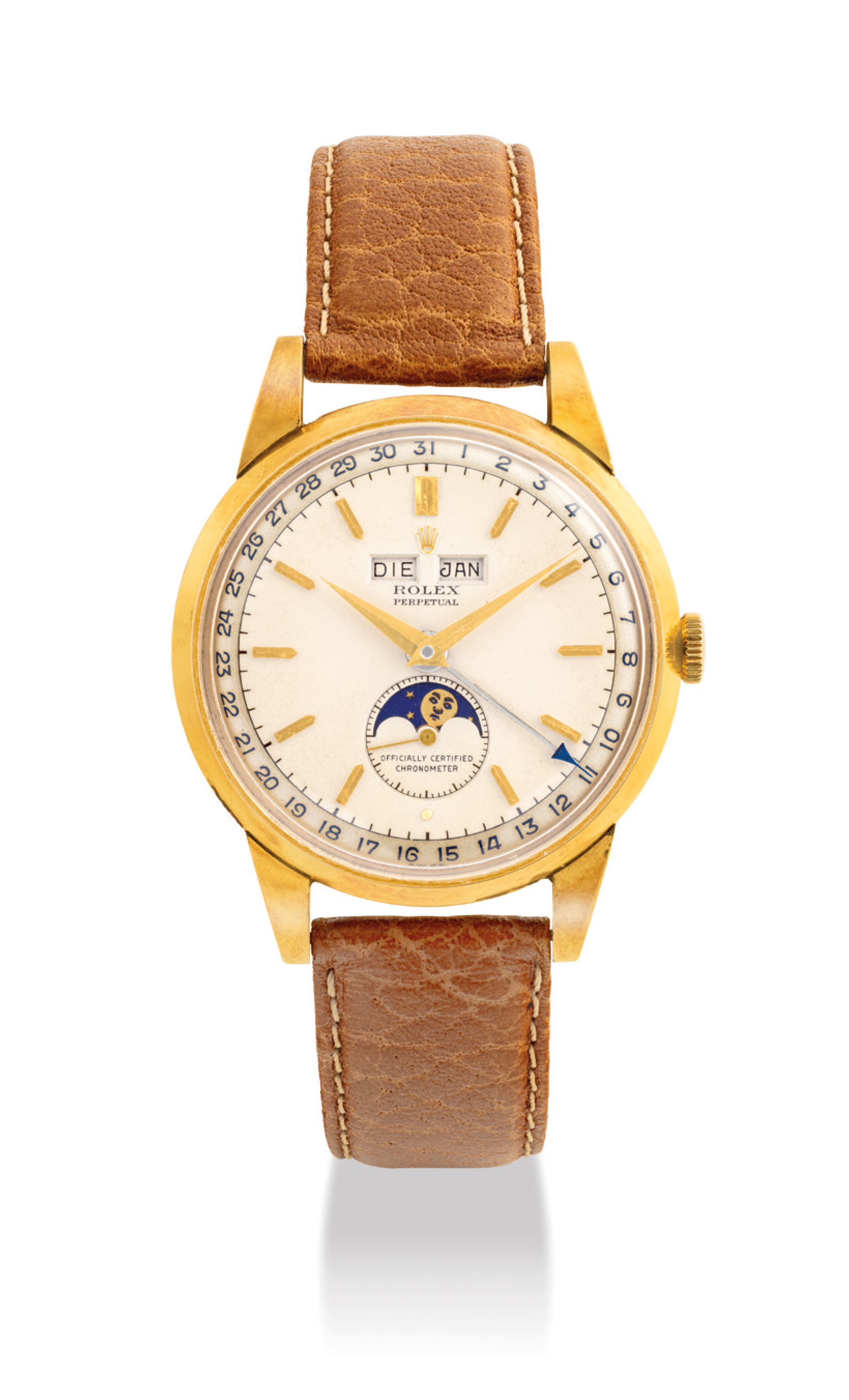 ROLEX A VERY RARE HIGHLY ATTRACTIVE AND FINE 18K GOLD AUTOMATIC