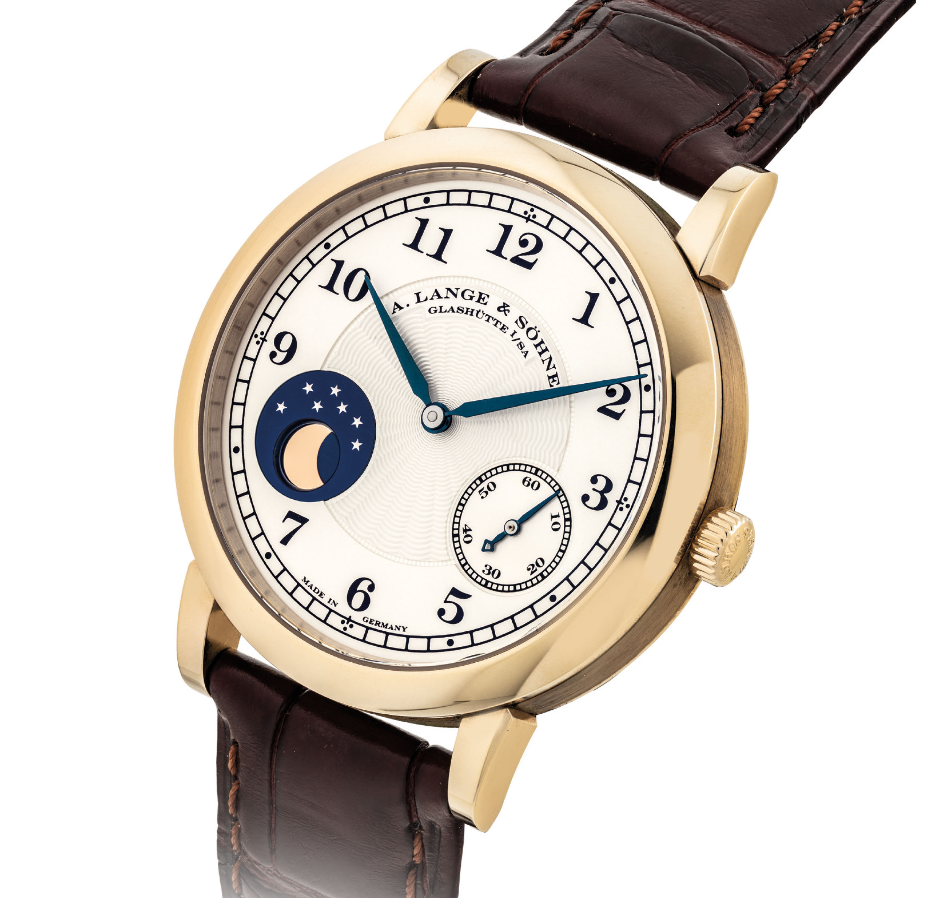 A Lange Sohne A Rare And Fine 18k Honey Gold Limited Edition Wristwatch With Moon