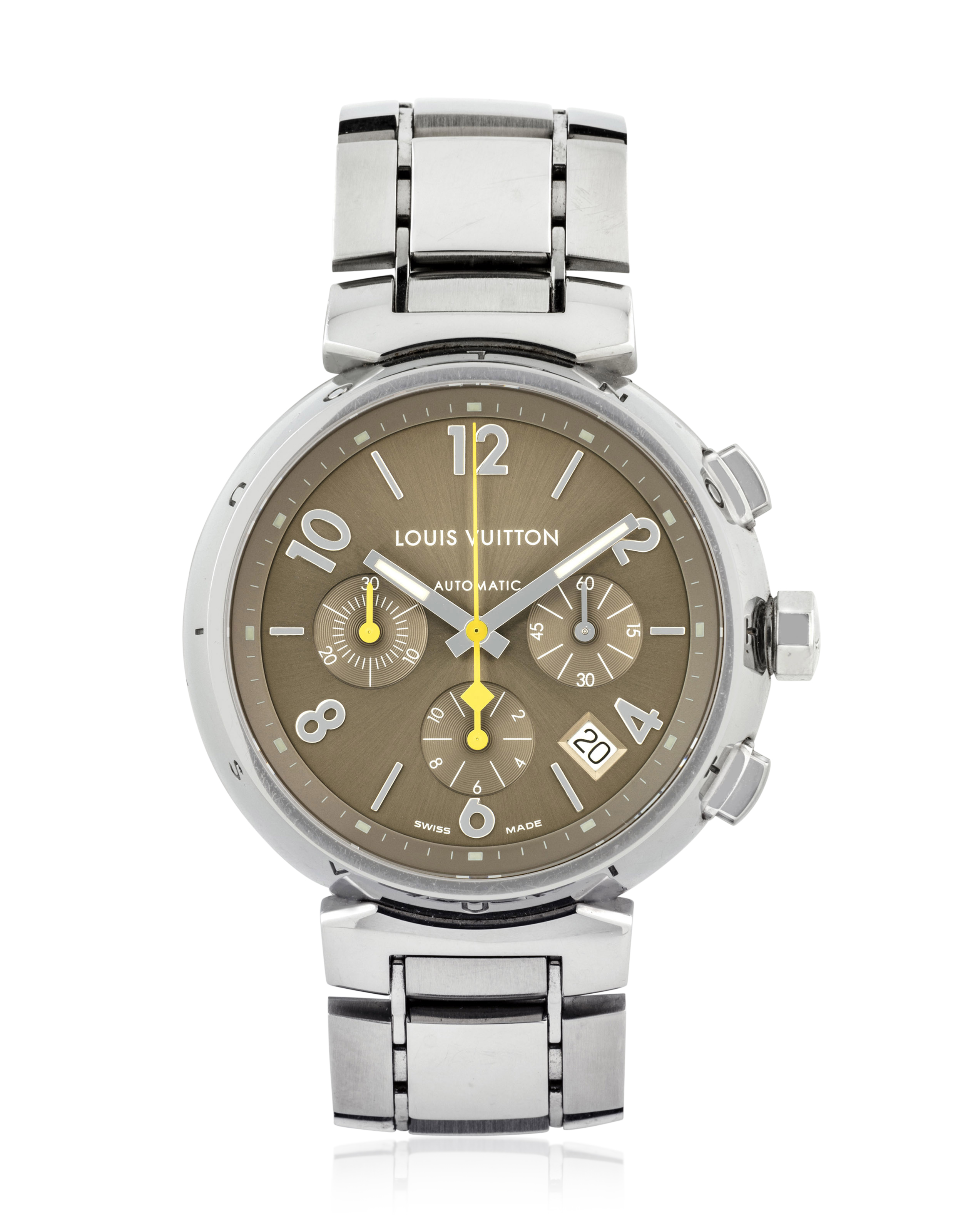 LOUIS VUITTON, STEEL TAMBOUR CHRONOGRPH, REF. Q1122, | Christie