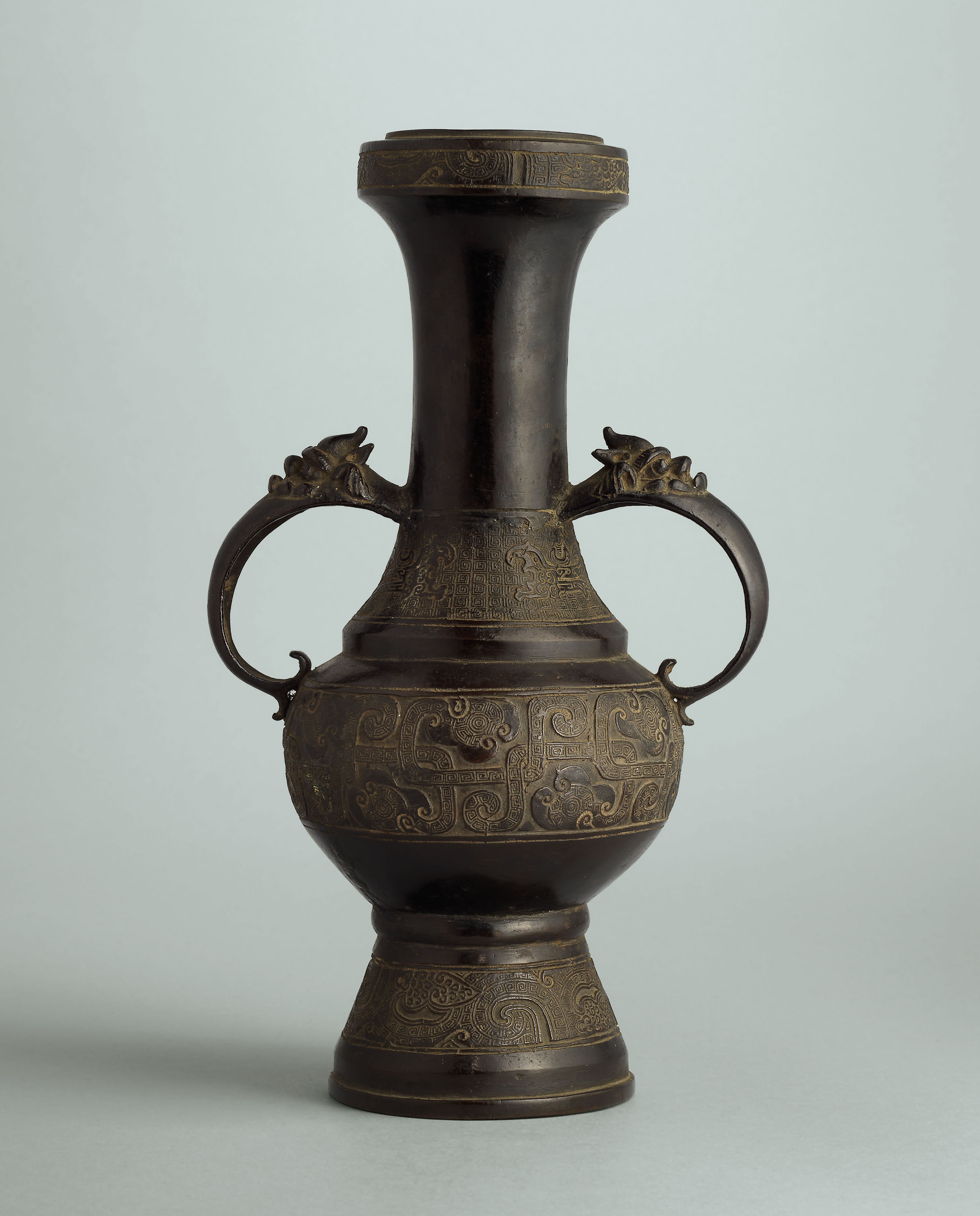 A BRONZE BEASTHANDLED ALTAR VASE , YUANMING DYNASTY (12791644