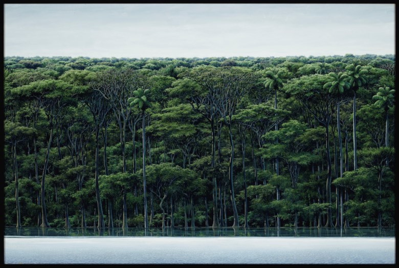 Tomás Sánchez (b. 1948), Orilla y cielo gris, 1995. Acrylic on canvas. 23½ x 35½ in (59.7 x 90.2 cm). Estimate $120,000-180,000. Offered in Latin American Art on 22-23 May 2019 at Christie’s in New York