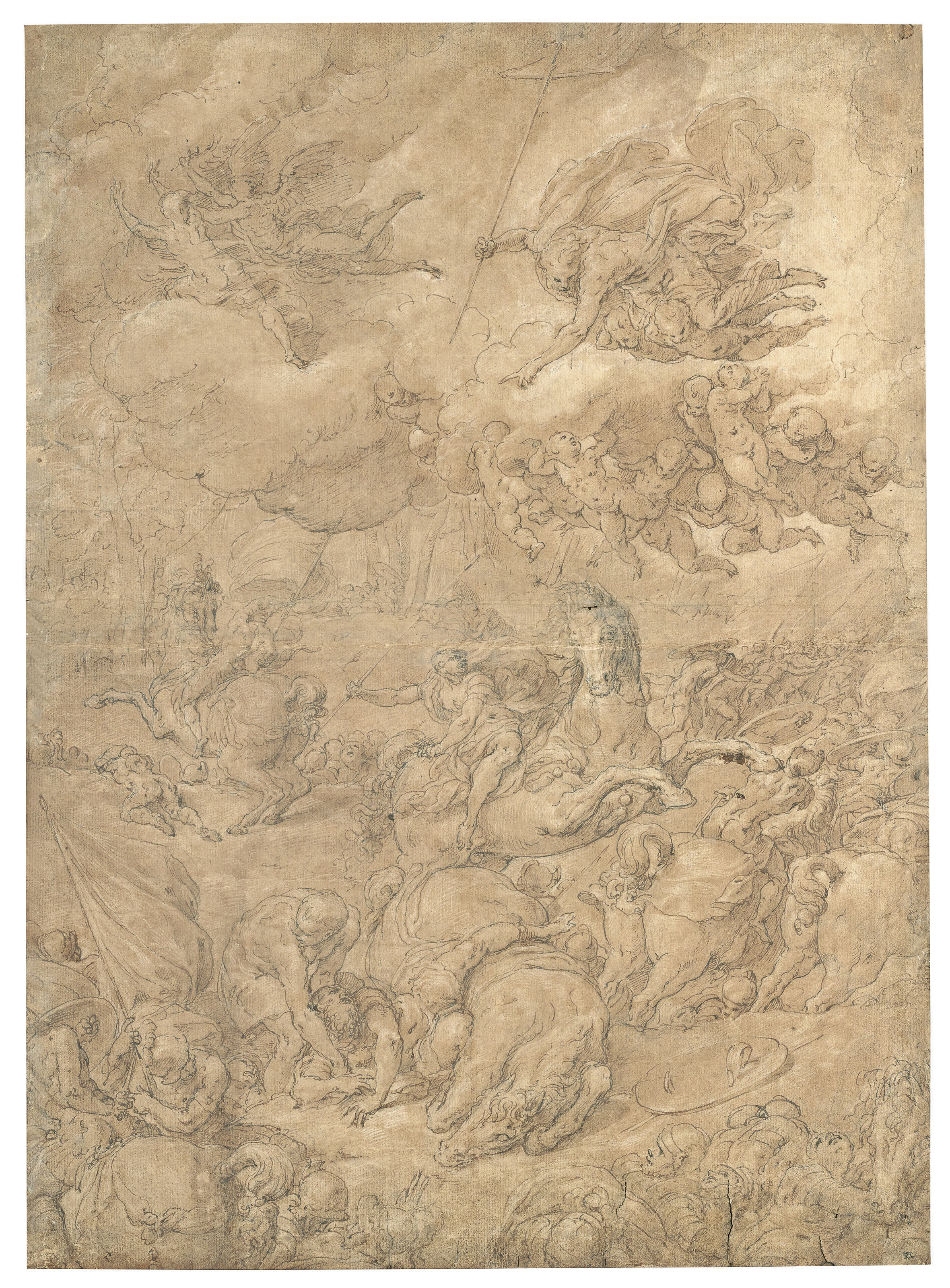 Niccol&ograve; dell&rsquo;Abate (Modena 1509 or 1512-1571 Fontainebleau), The Conversion of Saul. 21 x 15&frac14;  in (53.5 x 38.7 cm).