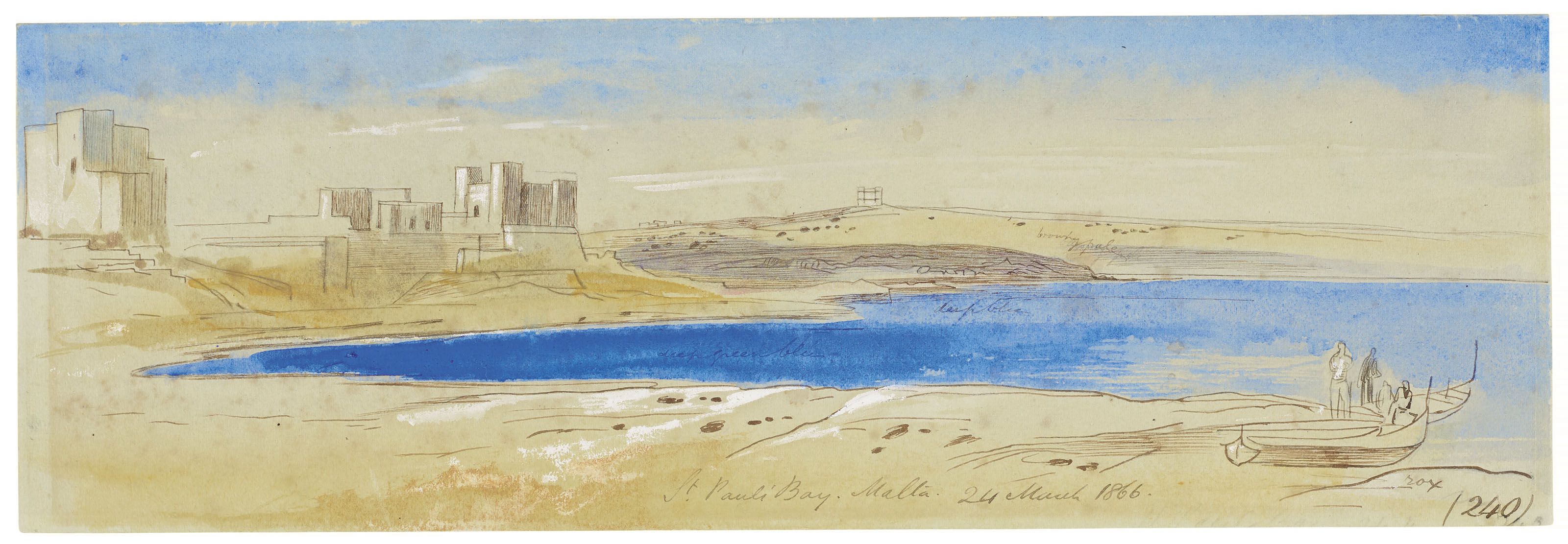 Edward Lear (London 18121888 San Remo) , St. Paul's Bay, Malta