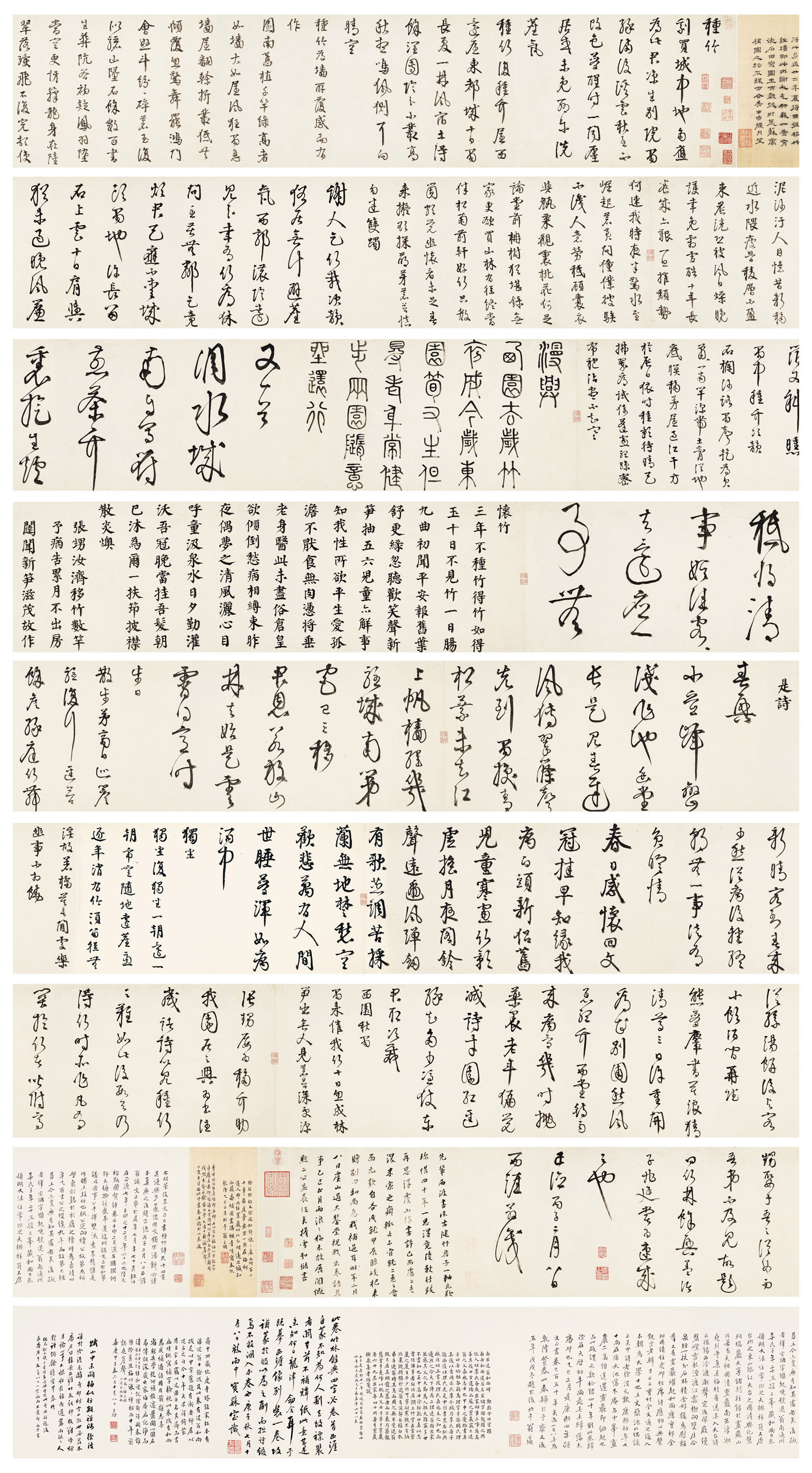 Li Dongyang (1447-1516), Fourteen Poems on Planting Bamboo. 10&frac34; x 511 in (27.5 x 1300  cm). Sold for $4,575,000 on 19 March 2019 at Christie&rsquo;s in New York