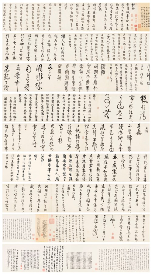 明　李東陽　種竹詩卷　水墨紙本　手卷　一五一六年作，10¾ x 511吋（27.5 x 1300公分）。此拍品於2019年3月19日在佳士得紐約以4,575,000美元成交。