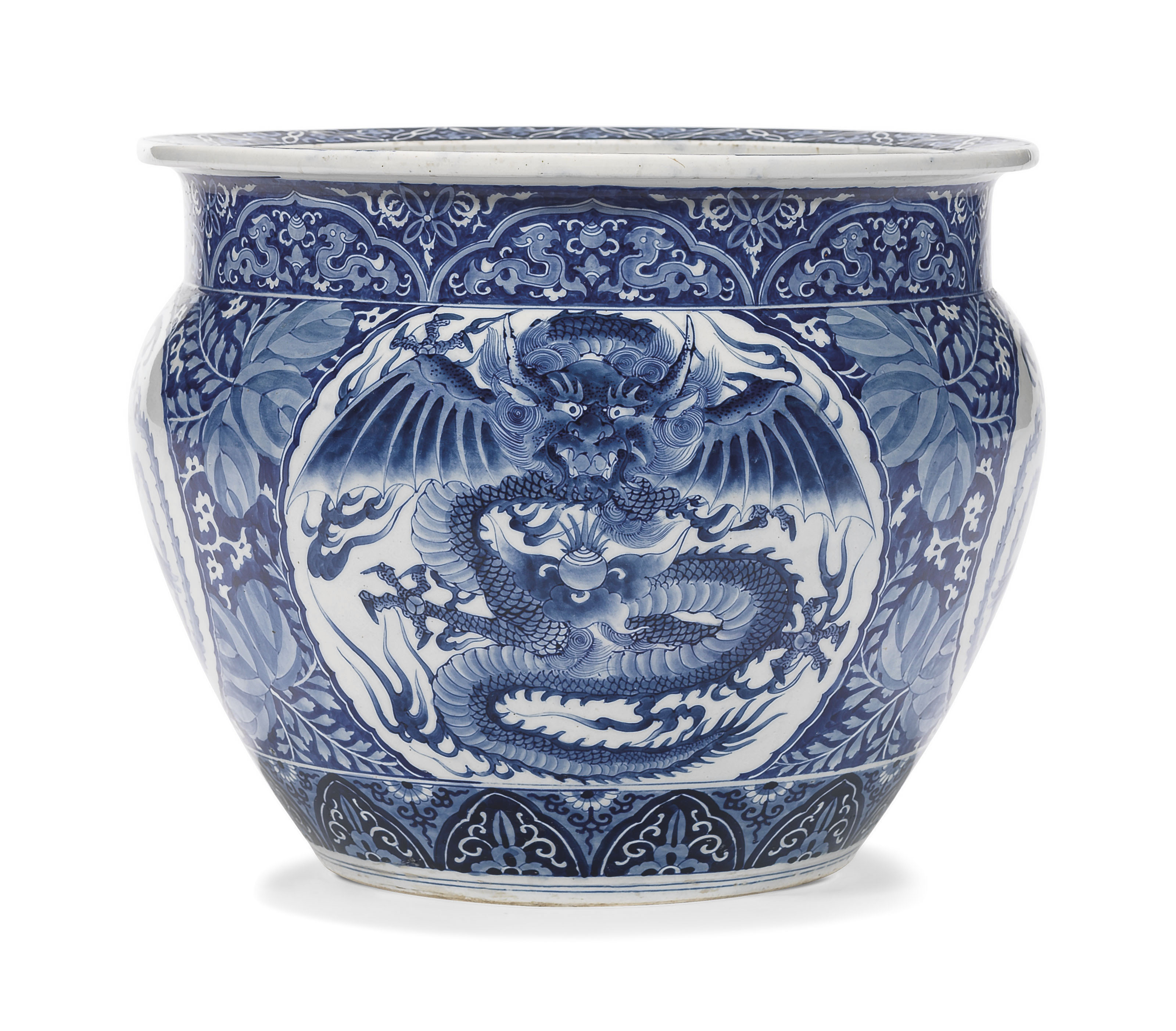 A BLUE AND WHITE JARDINIERE