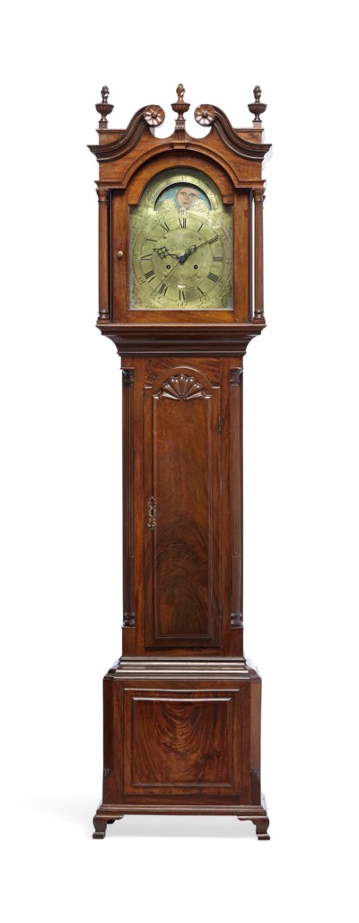 A CHIPPENDALE MAHOGANY BLOCK AND SHELL CARVED TALL CASE CLOCK THE DIAL SIGNED BY SERIL DODGE 