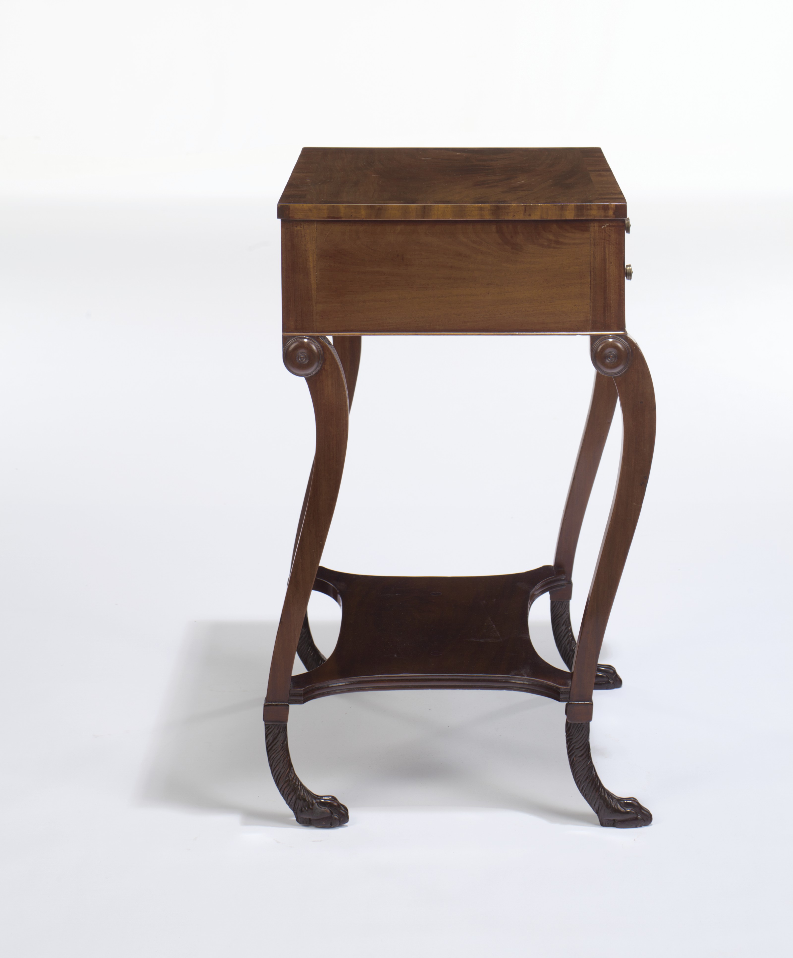 A Federal Satinwood And Mahogany Veneered Writing Table