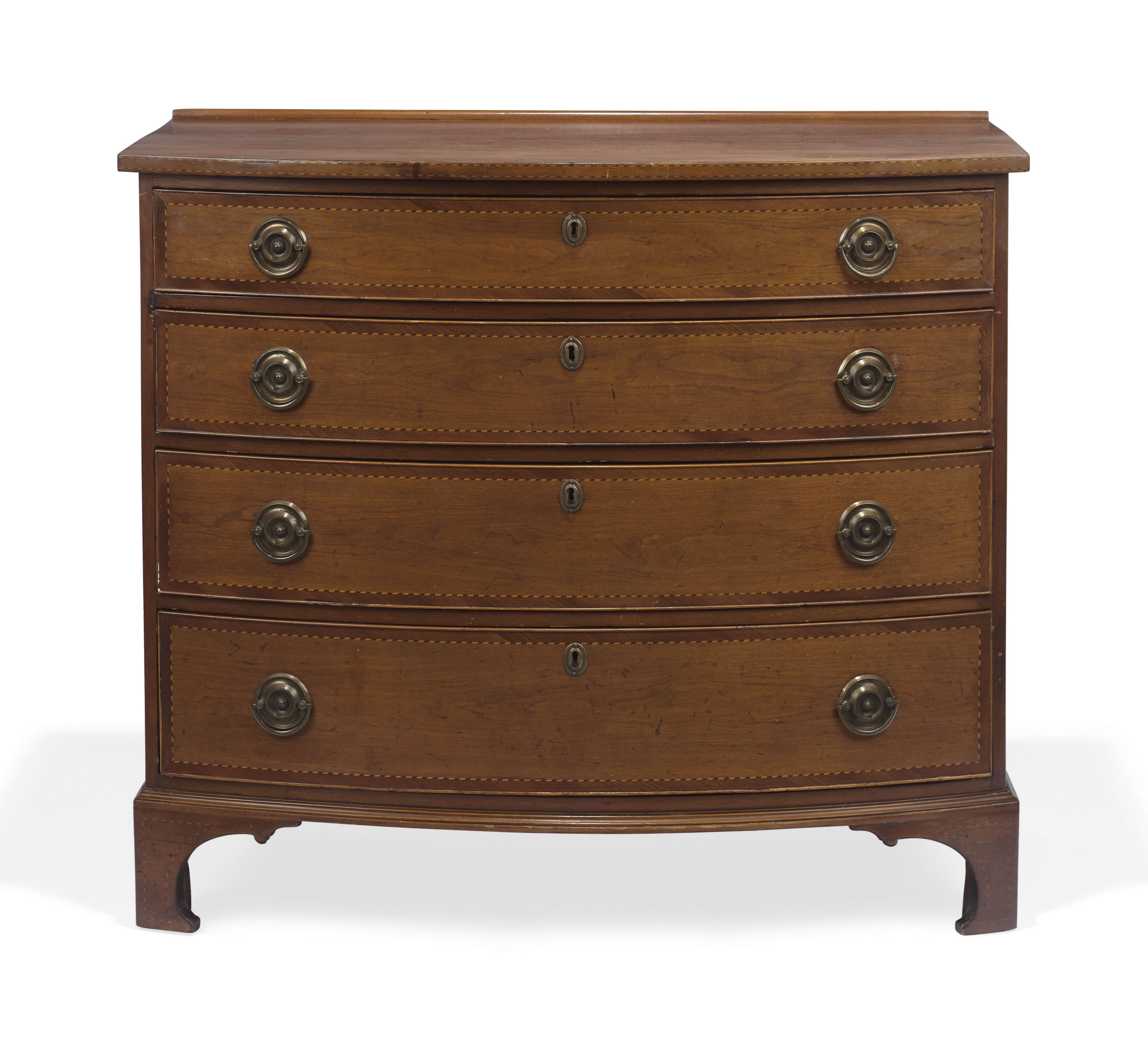 A FEDERAL INLAID CHERRYWOOD BOWFRONT CHESTOFDRAWERS , ATTRIBUTED TO NATHAN LUMBARD (17771847