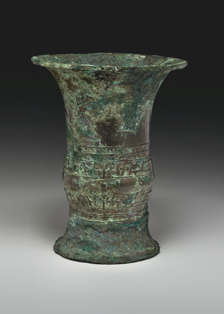 A finely-cast bronze ritual wine vessel, zun, late Shang-early Western Zhou dynasty, 12th-10th century BC. Sold for €200,000 on 23 June 2020 at Christies in Paris
