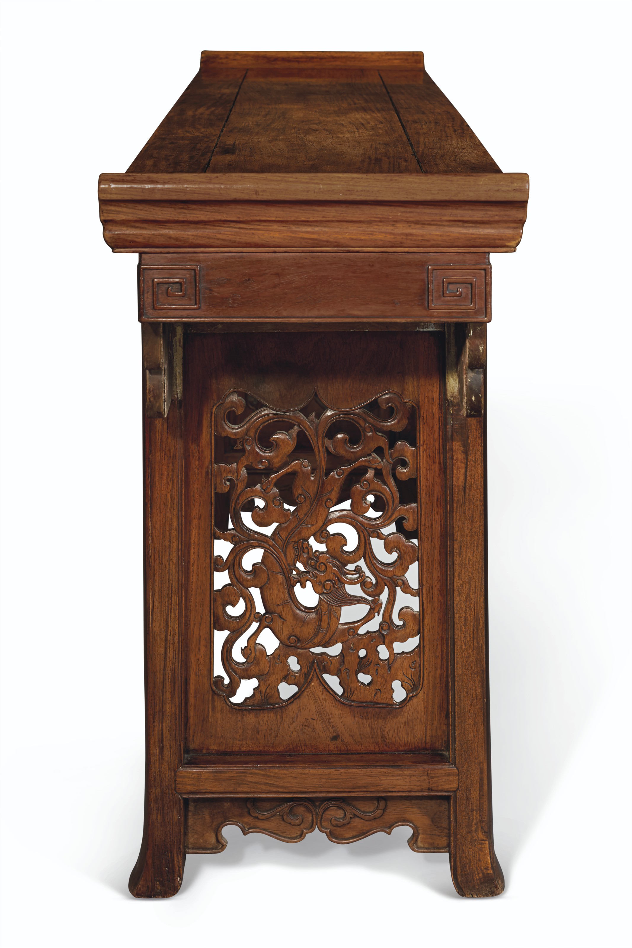 A RARE MASSIVE DEMOUNTABLE HUANGHUALI TRESTLE-LEG TABLE, QIAOTOU'AN ...