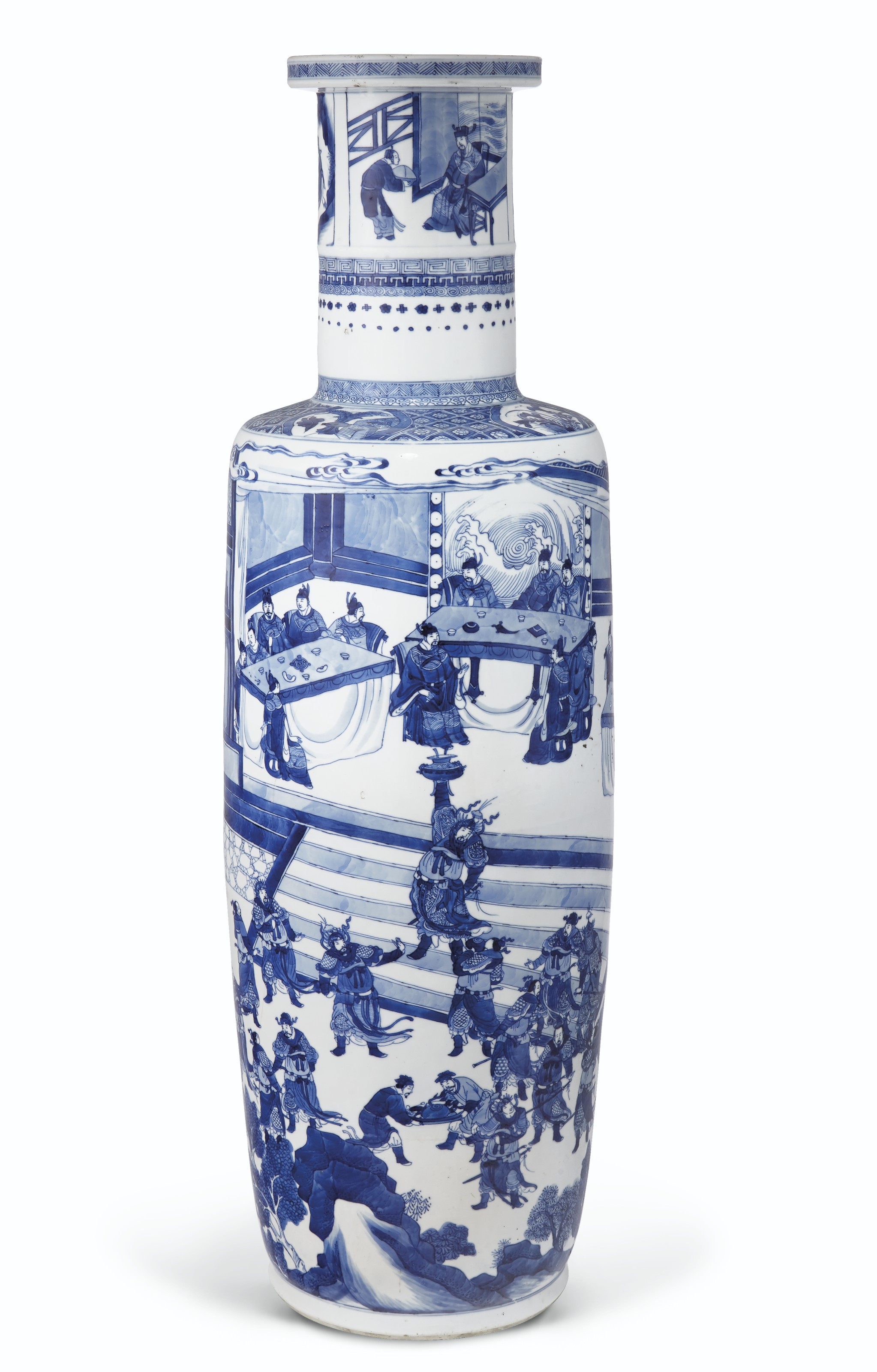 A LARGE BLUE AND WHITE ROULEAU VASE , KANGXI PERIOD (16621722