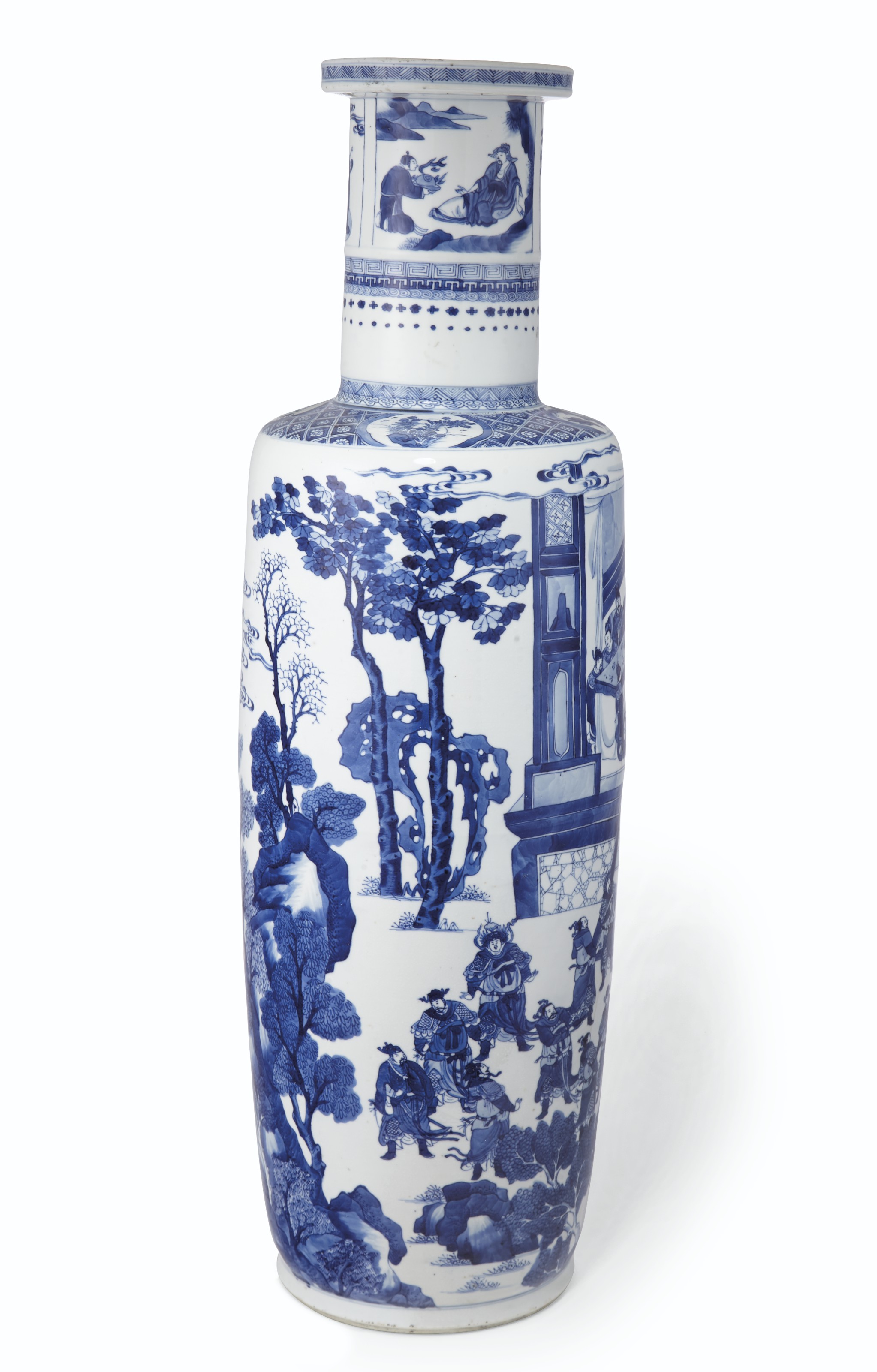 A LARGE BLUE AND WHITE ROULEAU VASE , KANGXI PERIOD (16621722