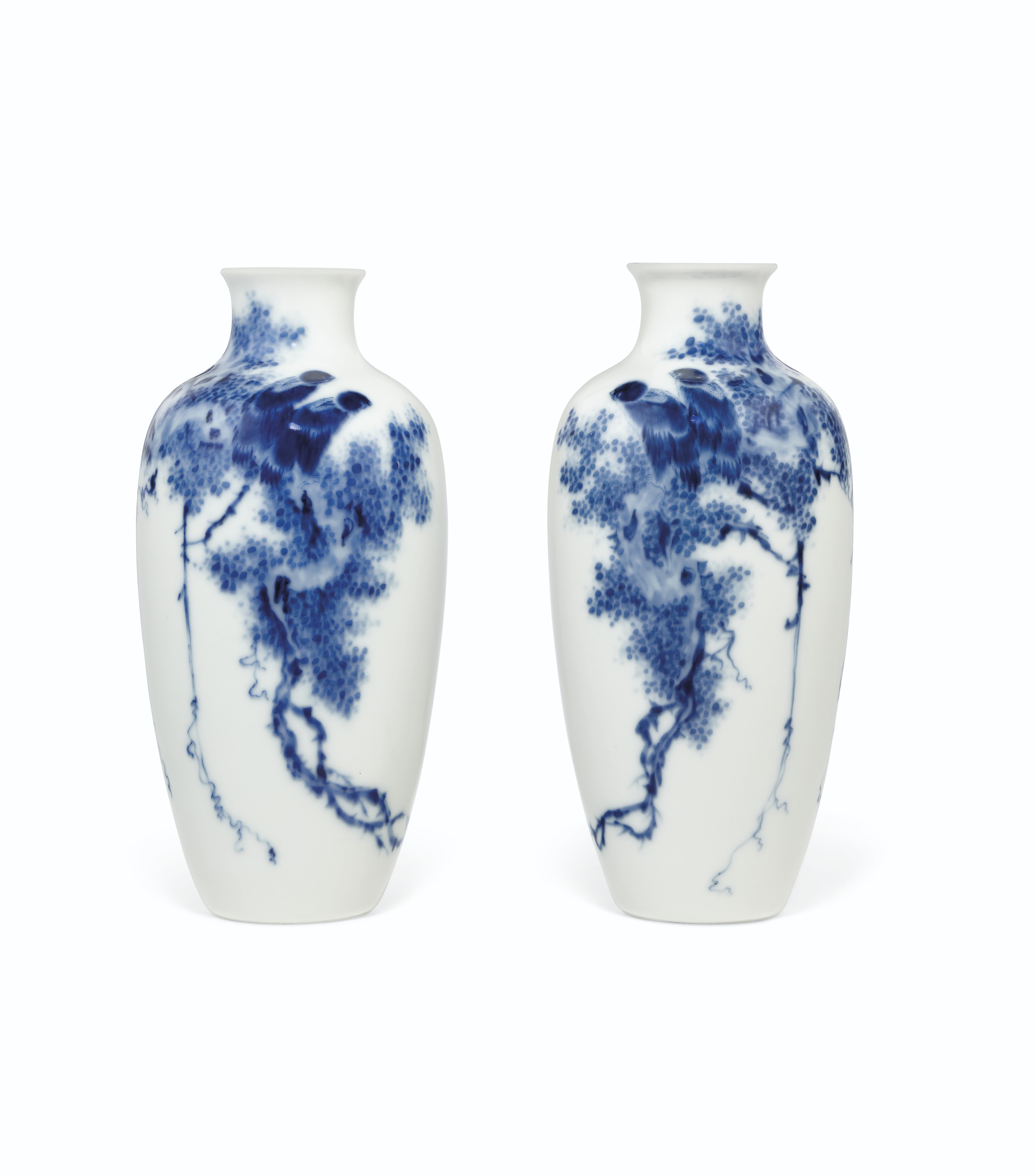 A Pair Of Small Blue And White Vases Republic Period All Other