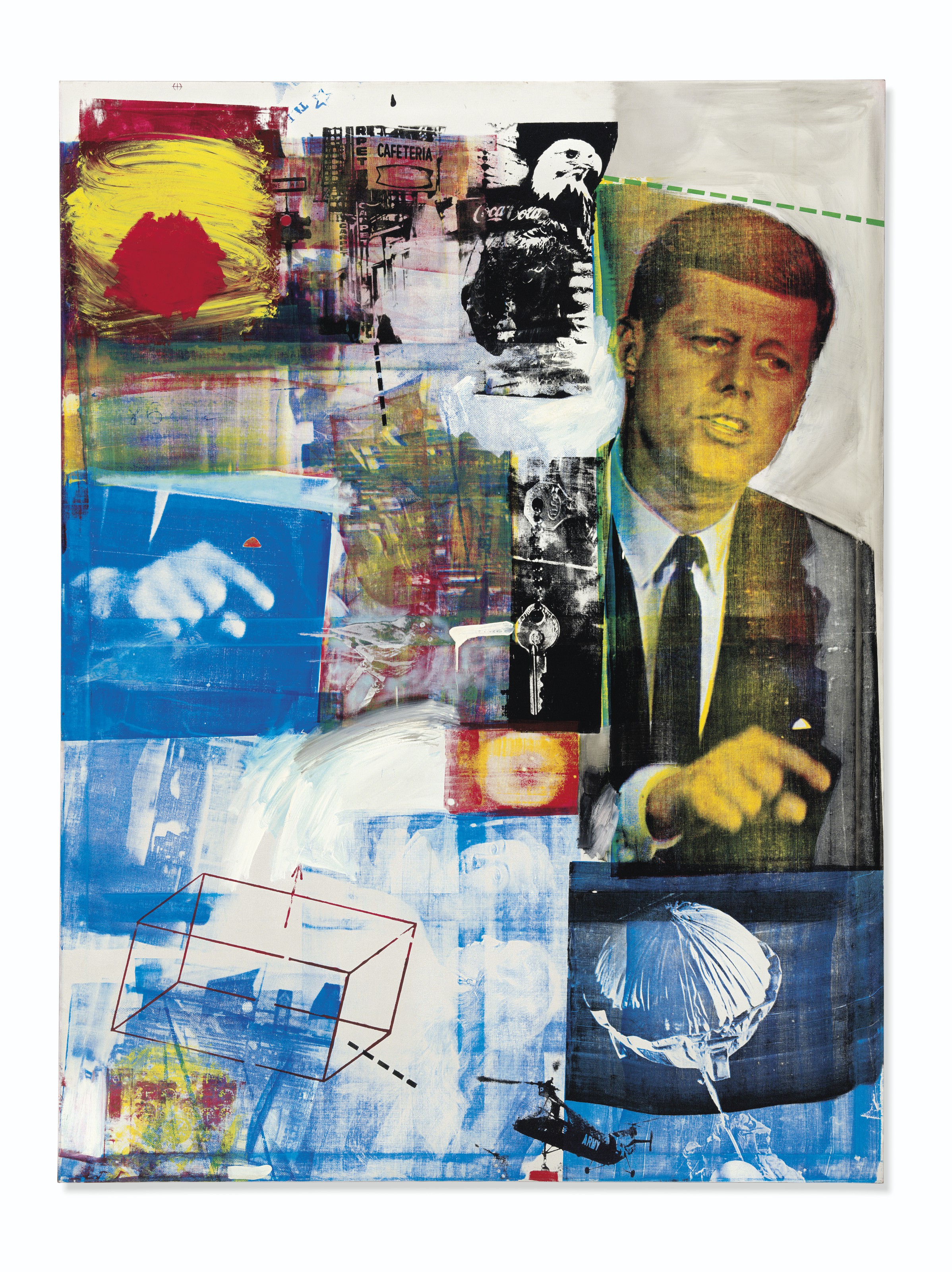 Robert Rauschenberg (1925-2008), Buffalo II, painted in 1964. Oil and silkscreen ink on canvas. 96 x 72  in (243.8 x 183.8  cm). Sold for $88,805,000 on 15 May 2019 at Christie&rsquo;s in New York&nbsp;&copy; 2019 Robert Rauschenberg Foundation / Licensed by VAGA at Artists Right Society (ARS), New York