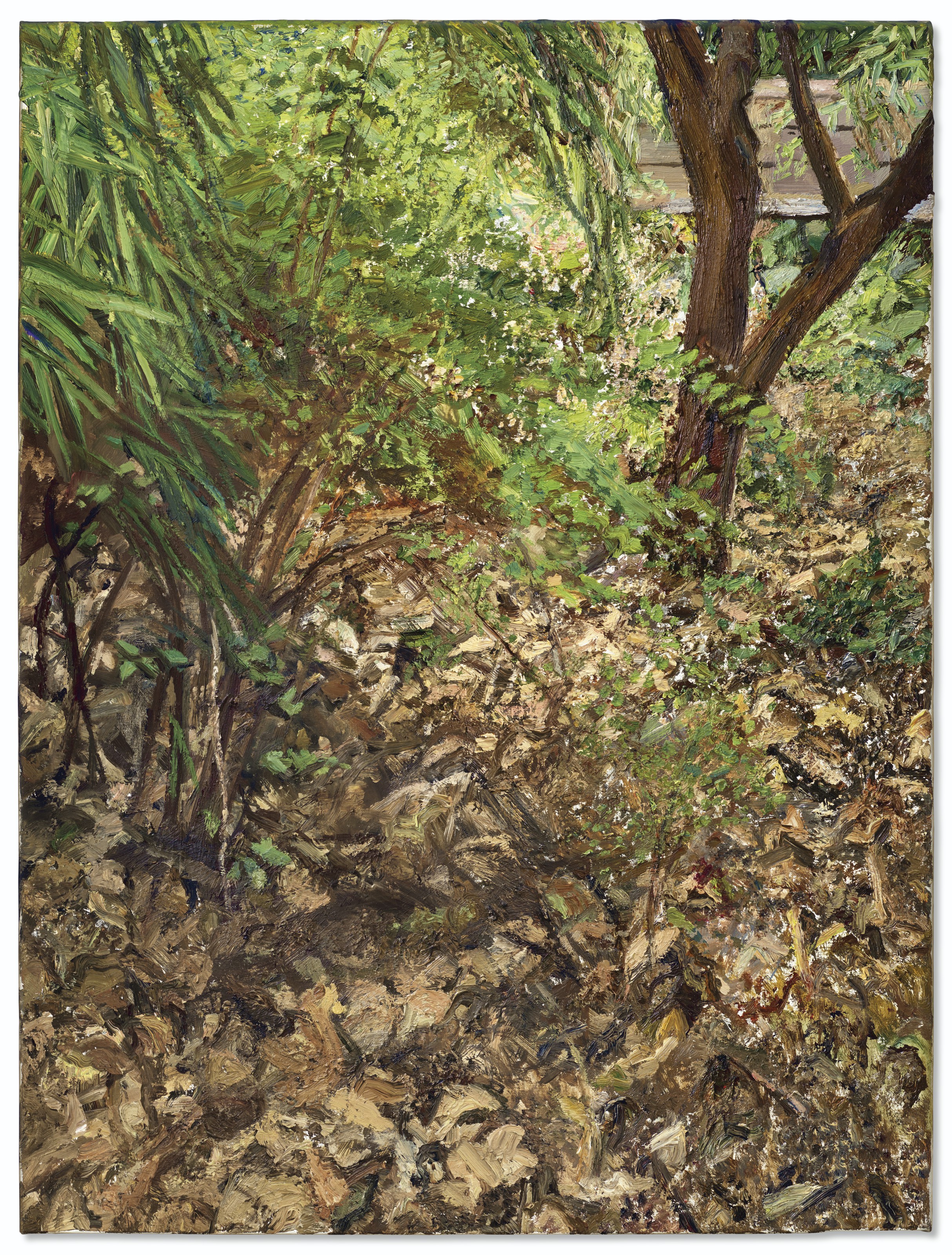 Lucian Freud (1922-2011), Painter's Garden, 2003. Oil on canvas. 24⅛ x 18⅛  in (61.3 x 46  cm). Sold for $5,950,000 in the&nbsp;Post-War and Contemporary Art Evening Sale on 15 May 2019 at Christie&rsquo;s in New York&nbsp;&copy; Lucian Freud Archive / Bridgeman Images