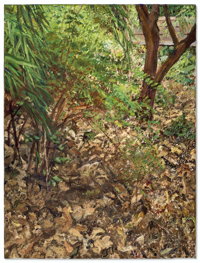 Lucian Freud (1922-2011), Painters Garden, 2003. Oil on canvas. 24⅛ x 18⅛  in (61.3 x 46  cm). Sold for $5,950,000 in the Post-War and Contemporary Art Evening Sale on 15 May 2019 at Christie’s in New York © Lucian Freud Archive  Bridgeman Images