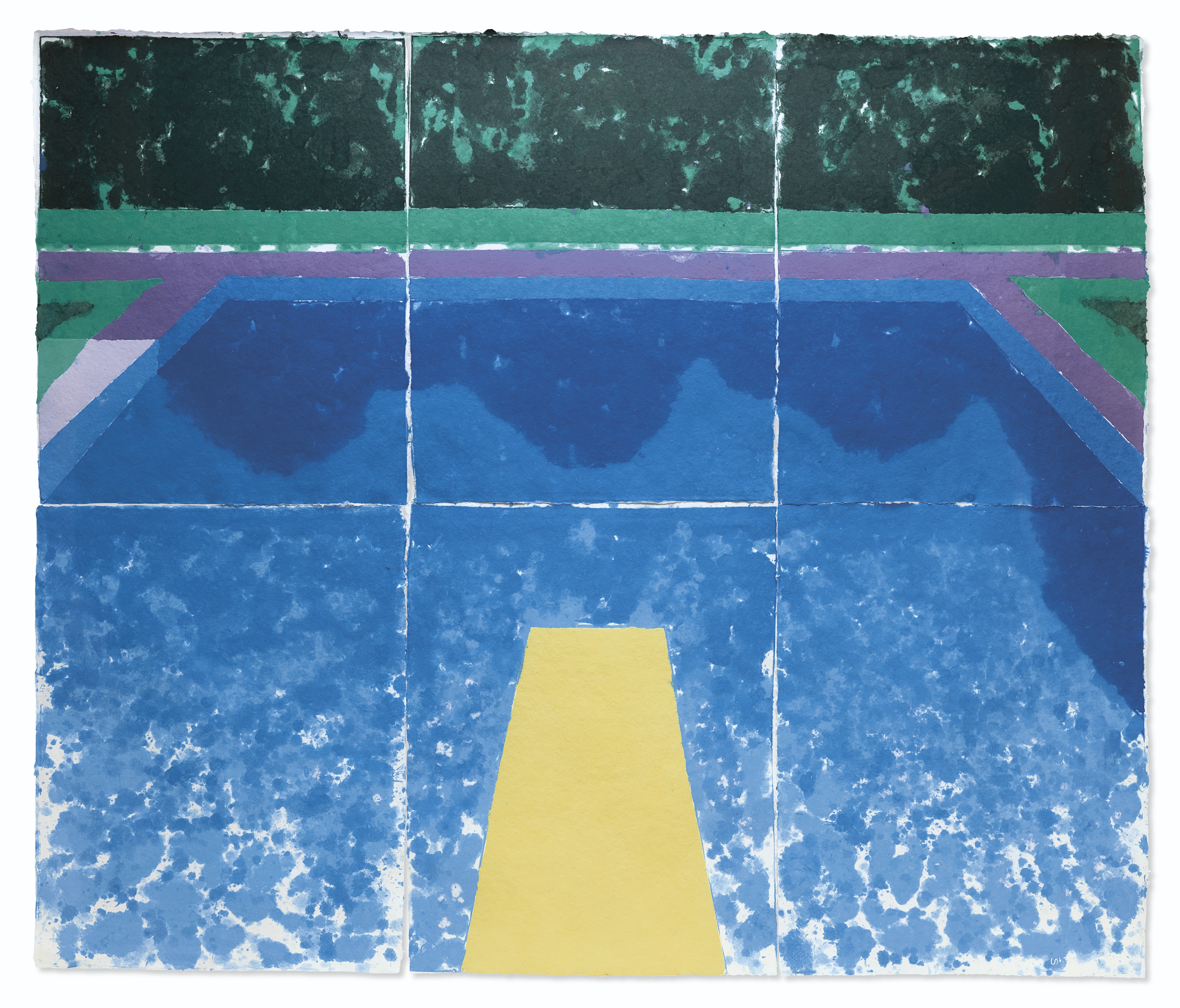 David Hockney B 1937 Day Pool With Three Blues Paper Pool 7