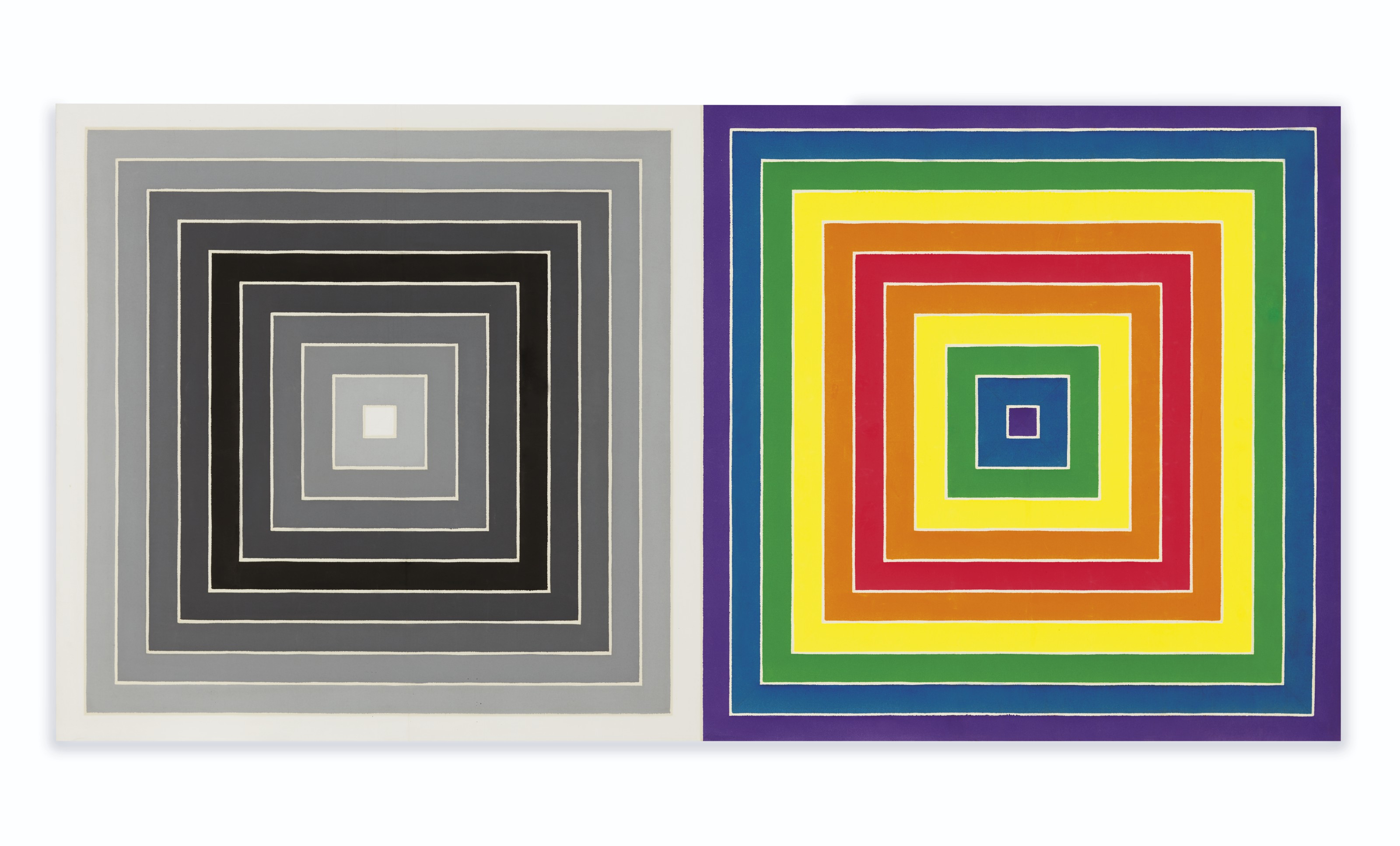 Frank Stella (b. 1936), WWRL, 1967. Alkyd on canvas. 62⅝ x 125&frac14;  in (159 x 318.1  cm). Estimate: $4,000,000-6,000,000. Offered in Post-War and Contemporary Art Evening Sale on 15 May 2019 at Christie&rsquo;s in New York