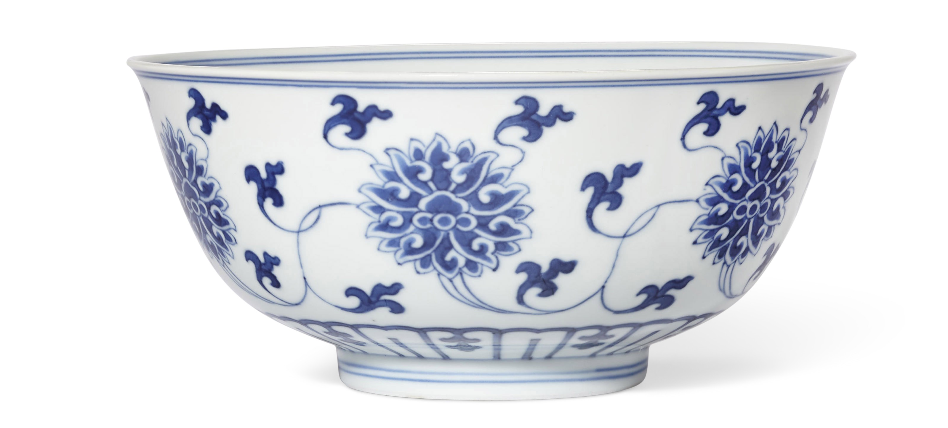 訳あってお買い得！30～80％OFF 清道光青花缠枝莲纹碗六字篆书款, DAOGUANG SIX-CHARACTER SEAL 工芸品