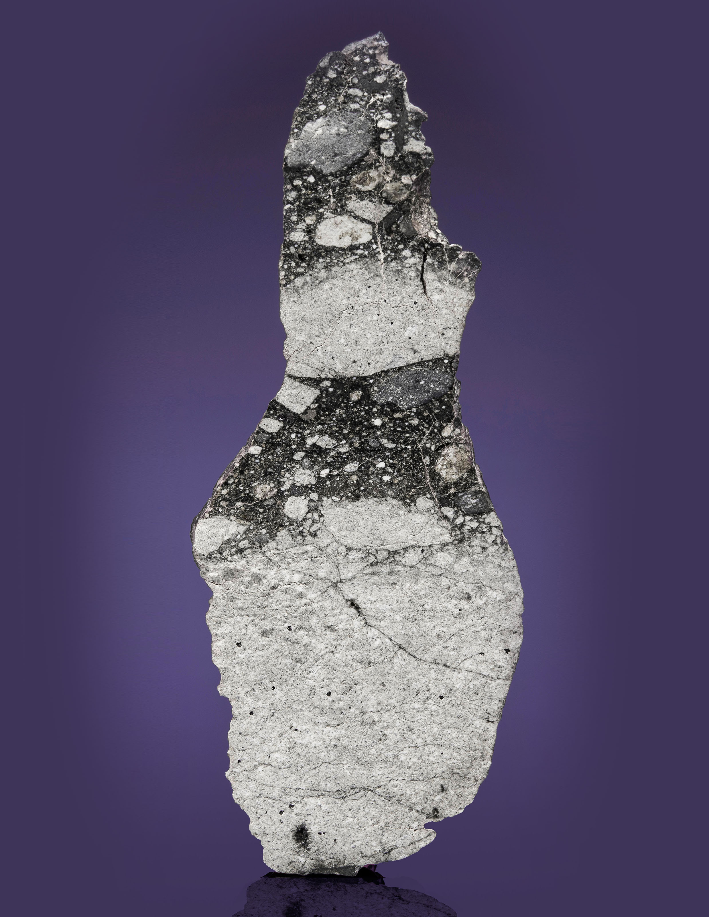 NWA 12695 — UNUSUAL END PIECE OF A MOON ROCK WITH TWO LITHOLOGIES