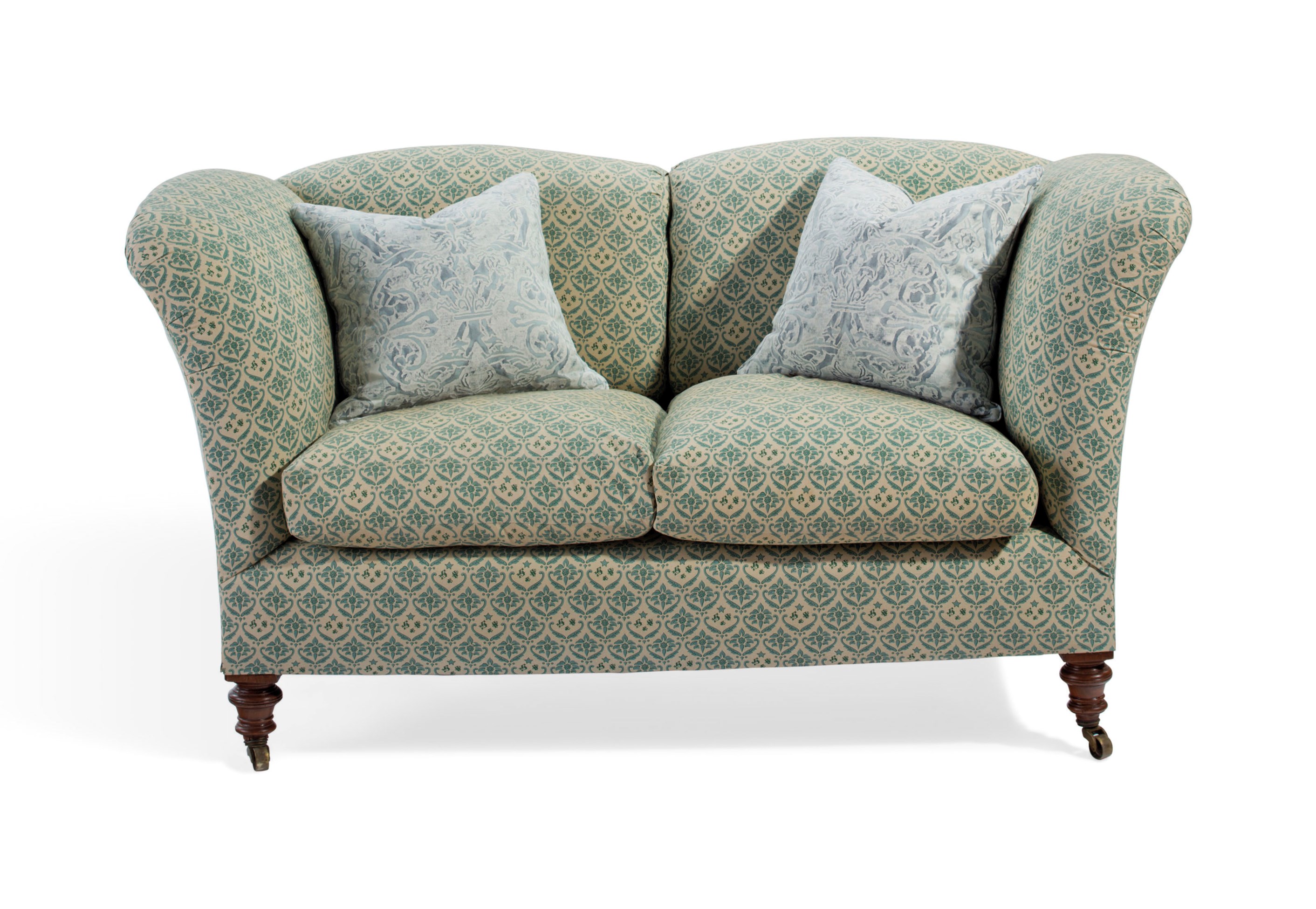 A PAIR OF LATE VICTORIAN UPHOLSTERED TWOSEAT SOFAS, LATE 19TH/20TH