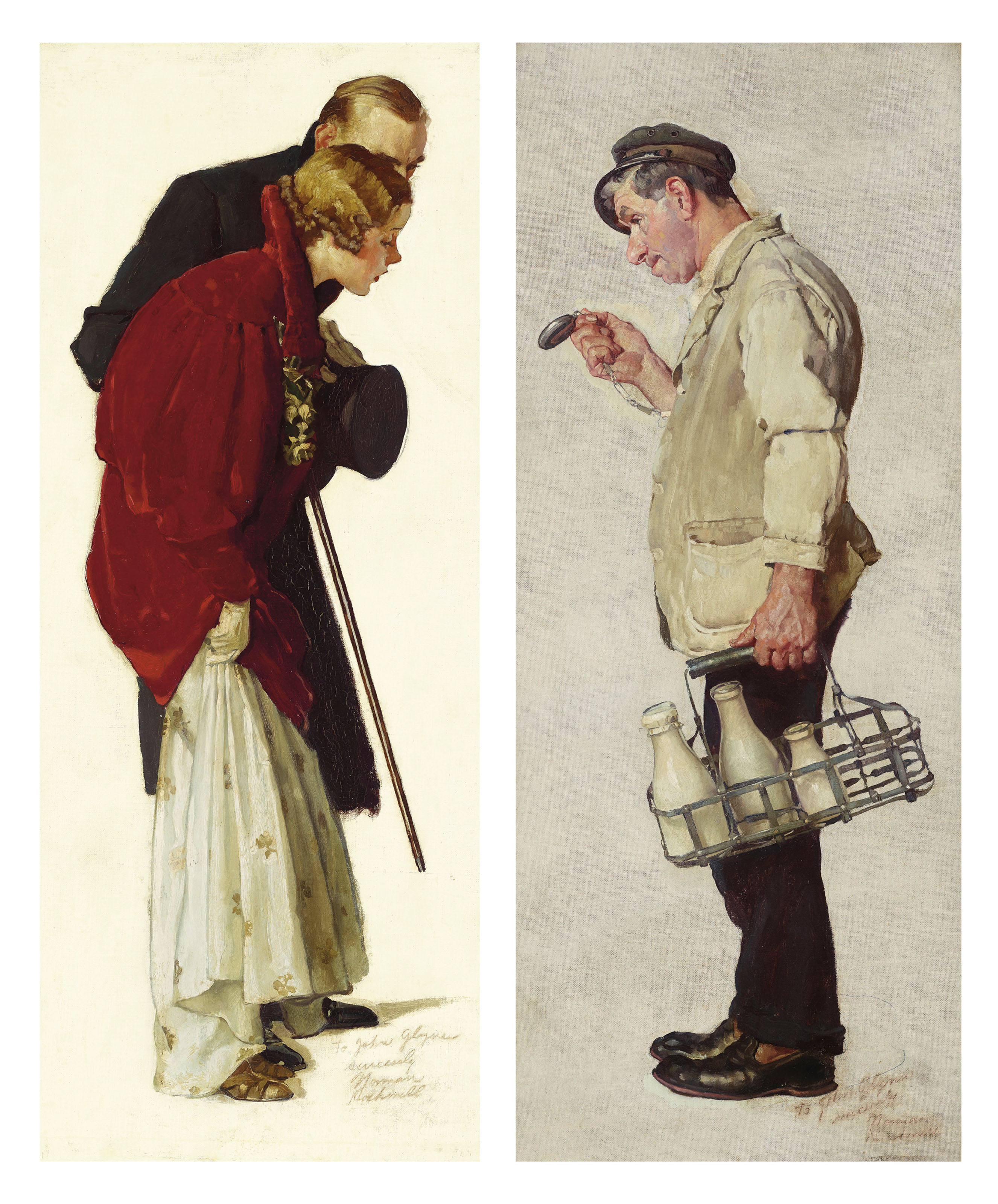 Norman Rockwell 1894 1978 Studies For Couple With Milkman A