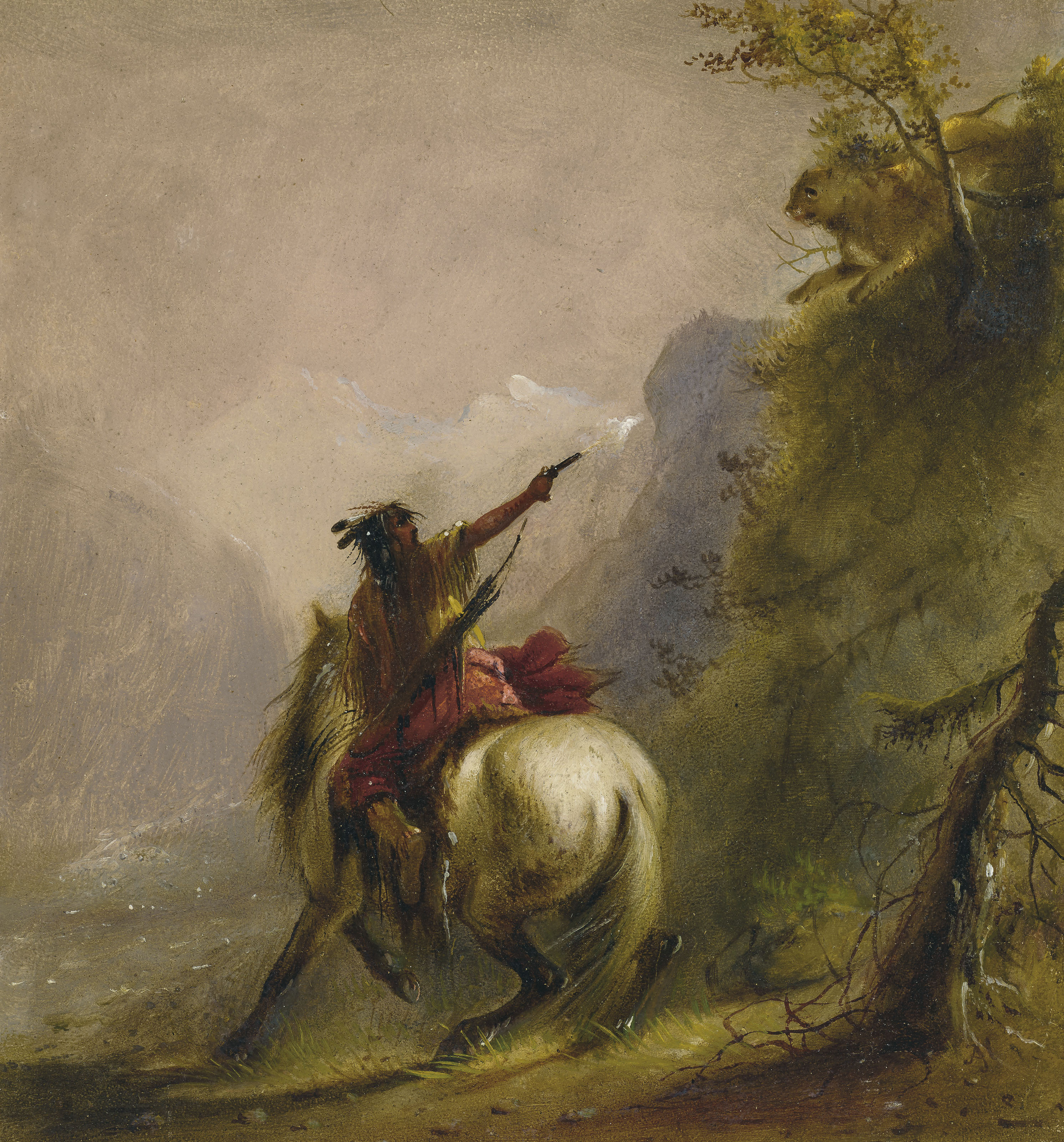 Alfred Jacob Miller (18101874) , Shooting a Cougar Christie's