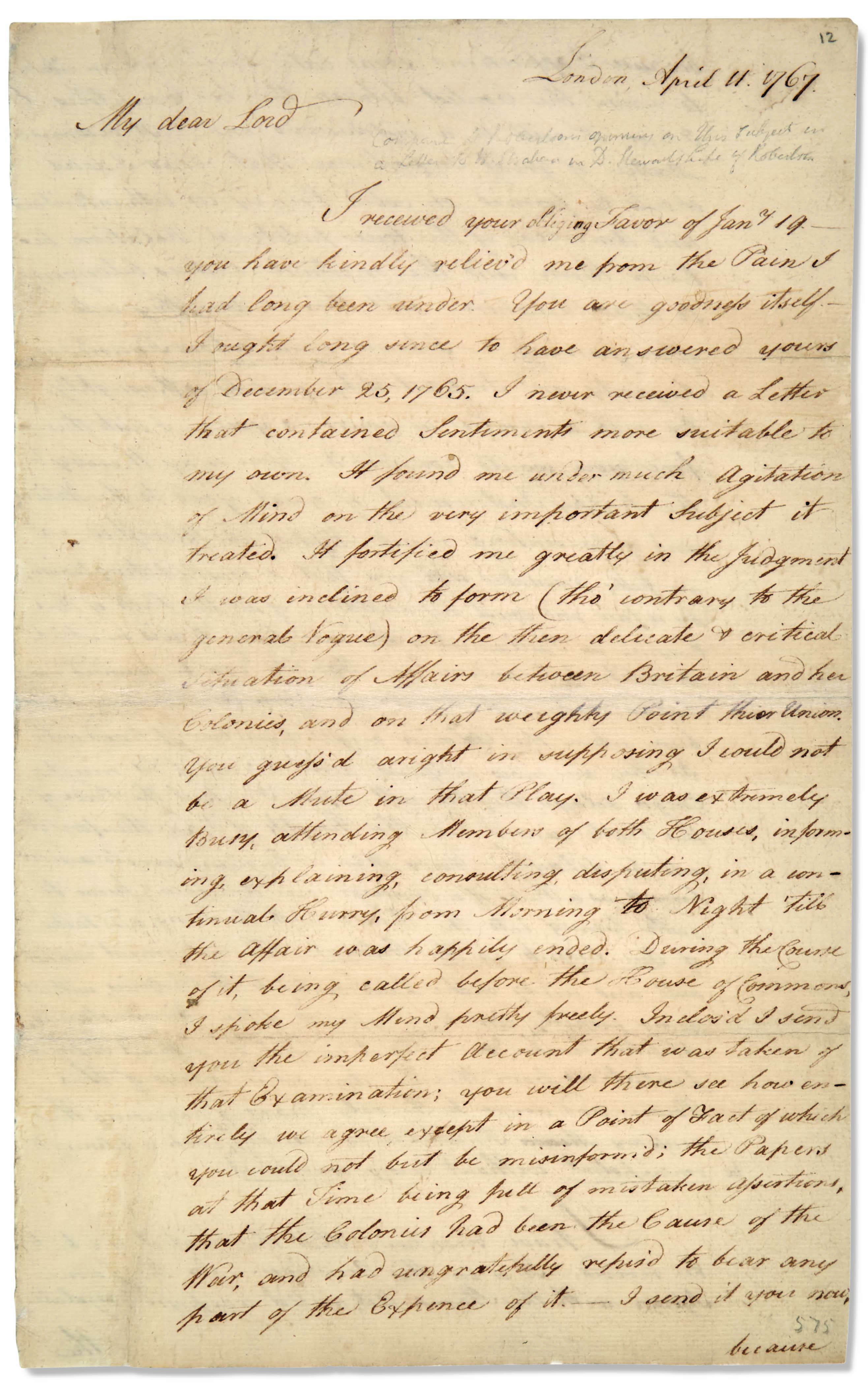 FRANKLIN, Benjamin (1706-1790). Letter signed (''B. Franklin'') to Henry...