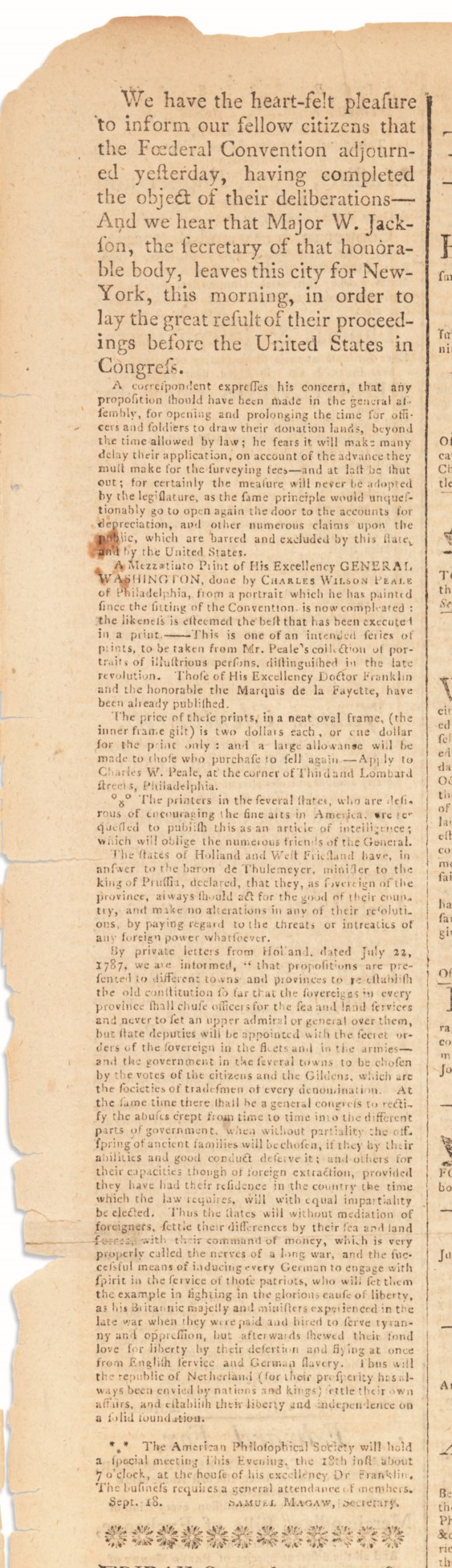 CONSTITUTION— The Pennsylvania Packet, and General Advertiser